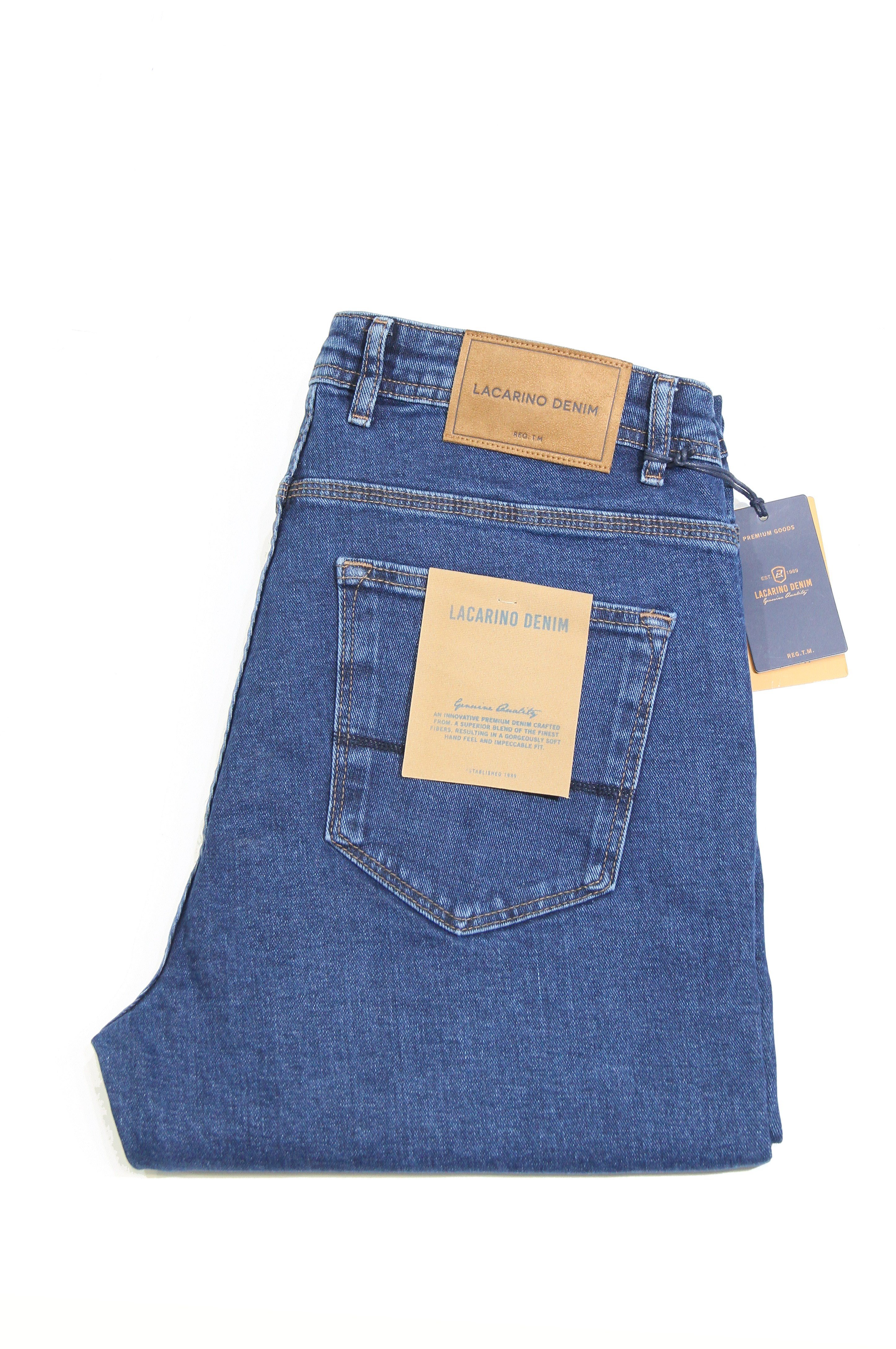 LACARINOYüksek Bel Battal Kesim Boru Paça Ocean Blue Erkek Jean Pantolon
