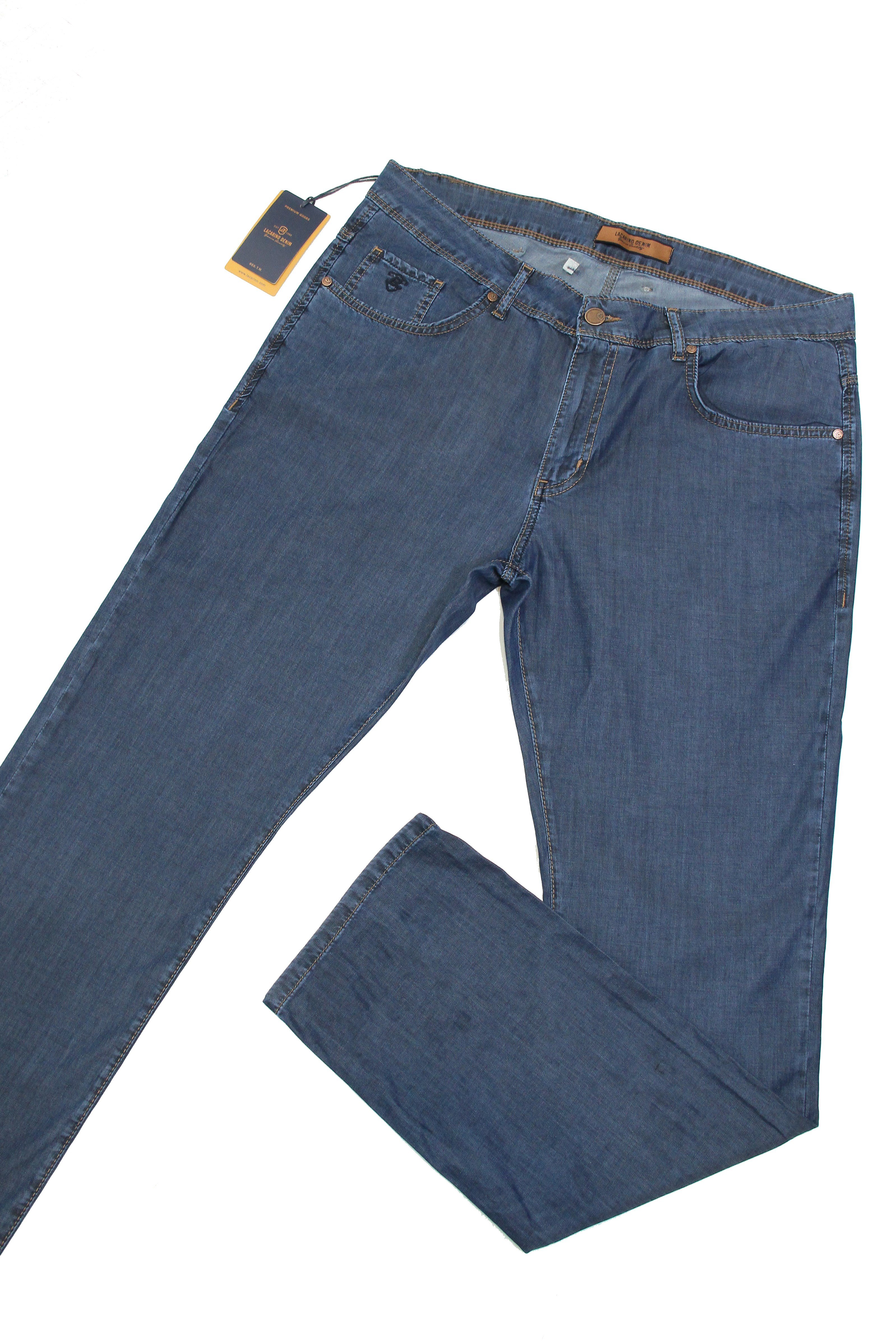 LACARINOYüksek Bel Battal Kesim Yarım Boru Paça Dark Blue Jean Pantolon