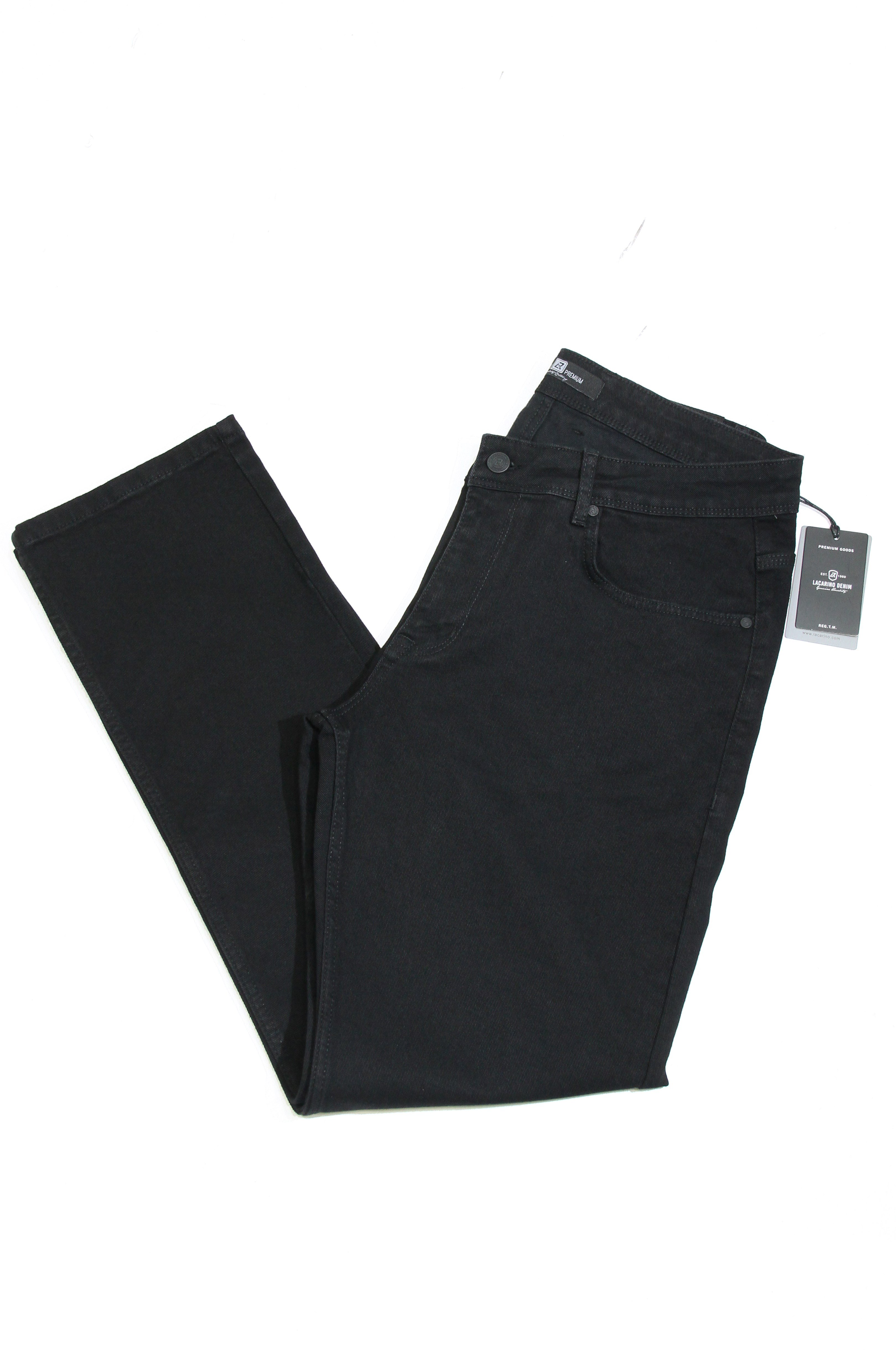 LACARINOYüksek Bel Battal Kesim Boru Paça Black Erkek Jean Pantolon
