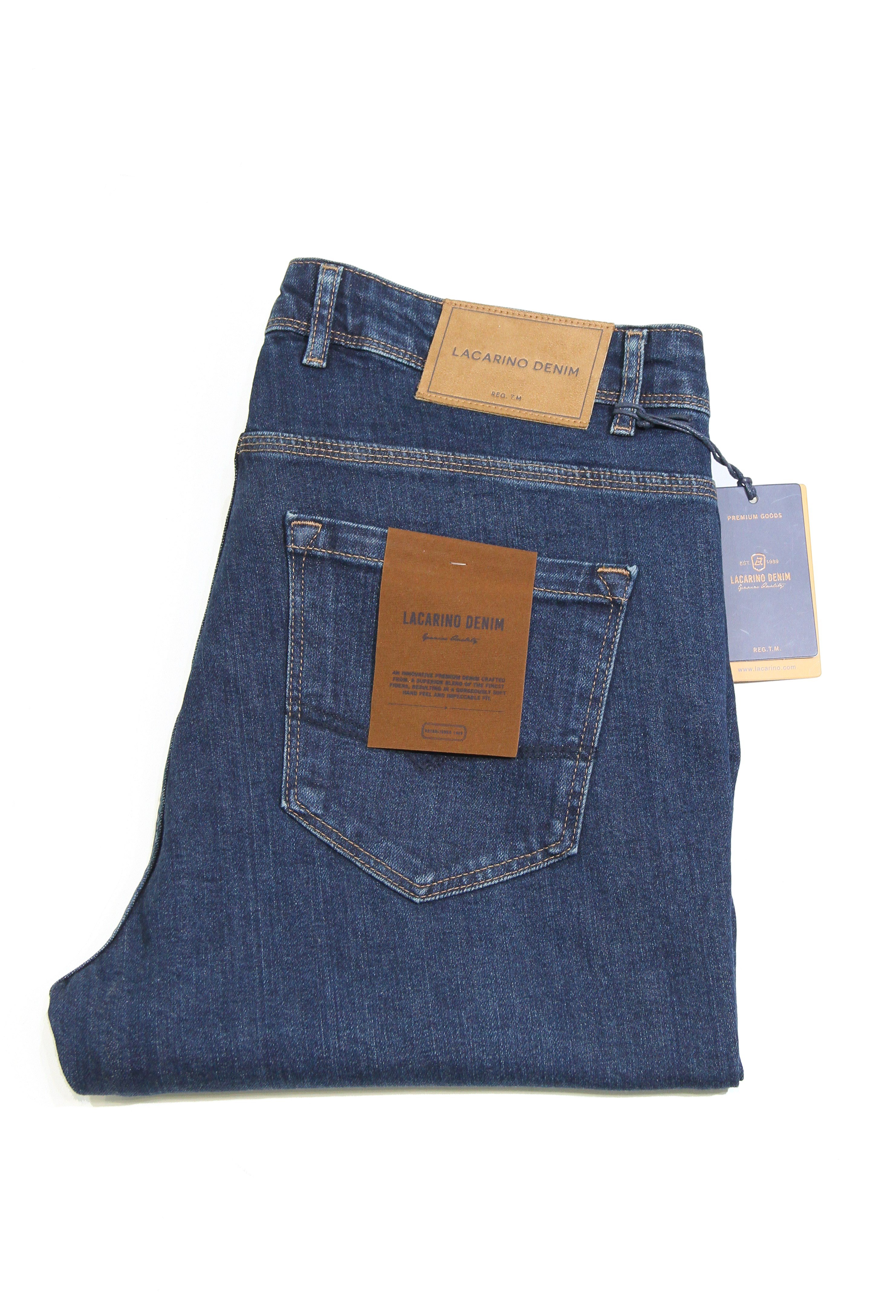 LACARINOYüksek Bel Battal Kesim Boru Paça Dark Blue Erkek Jean Pantolon