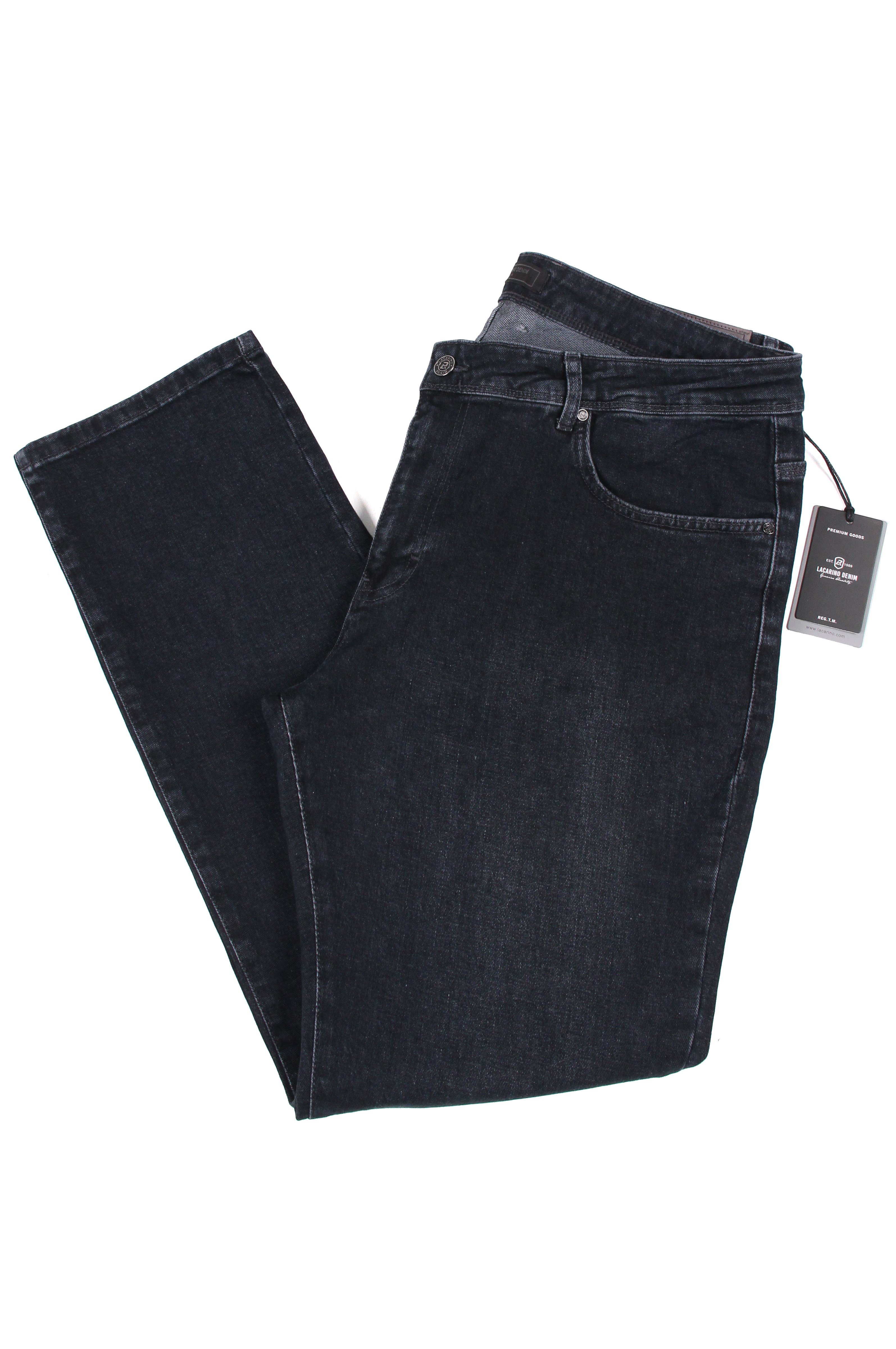 LACARINOYüksek Bel Battal Kesim Ebony Black Erkek Jean Pantolon