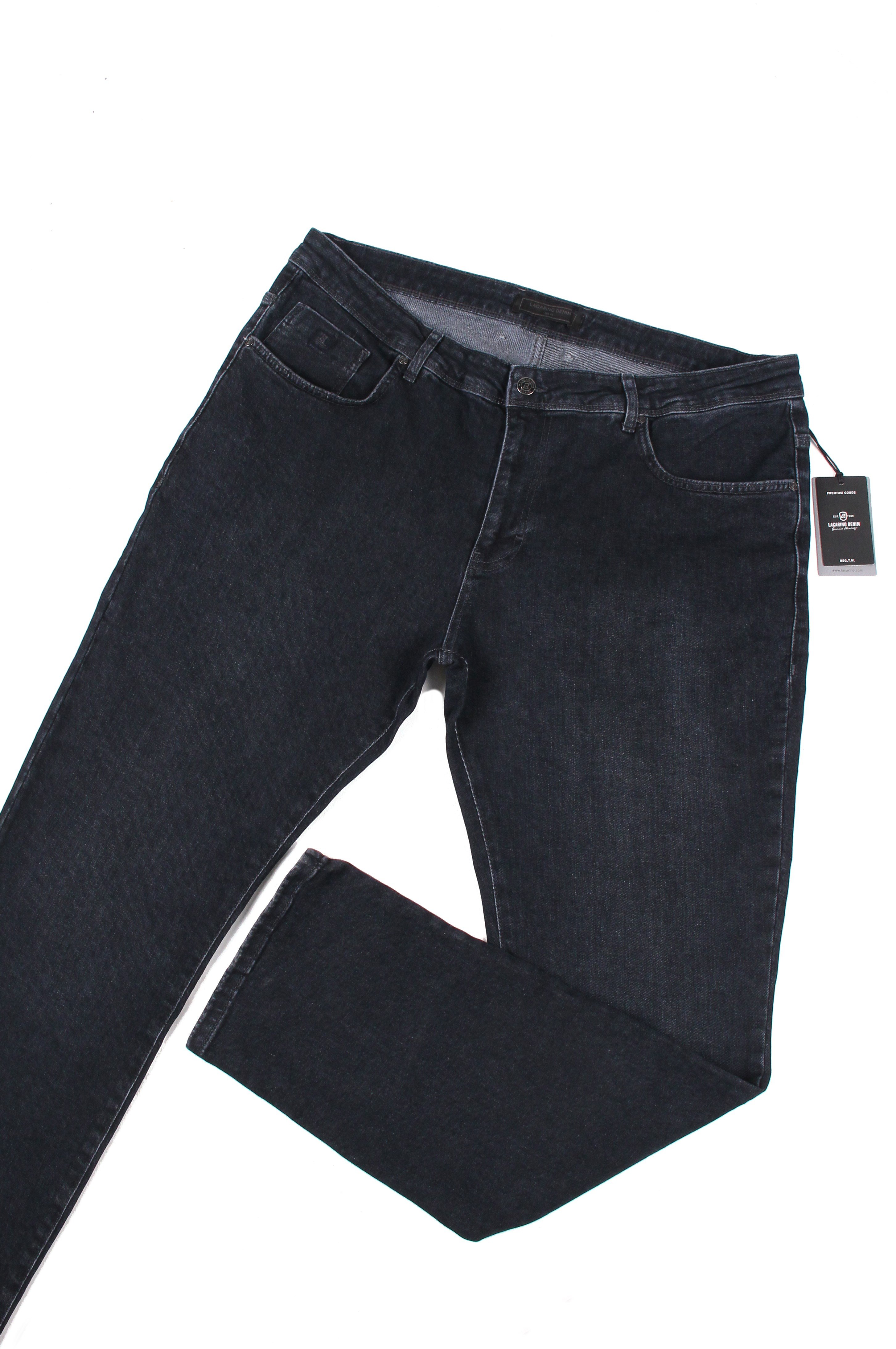 LACARINOYüksek Bel Battal Kesim Ebony Black Erkek Jean Pantolon