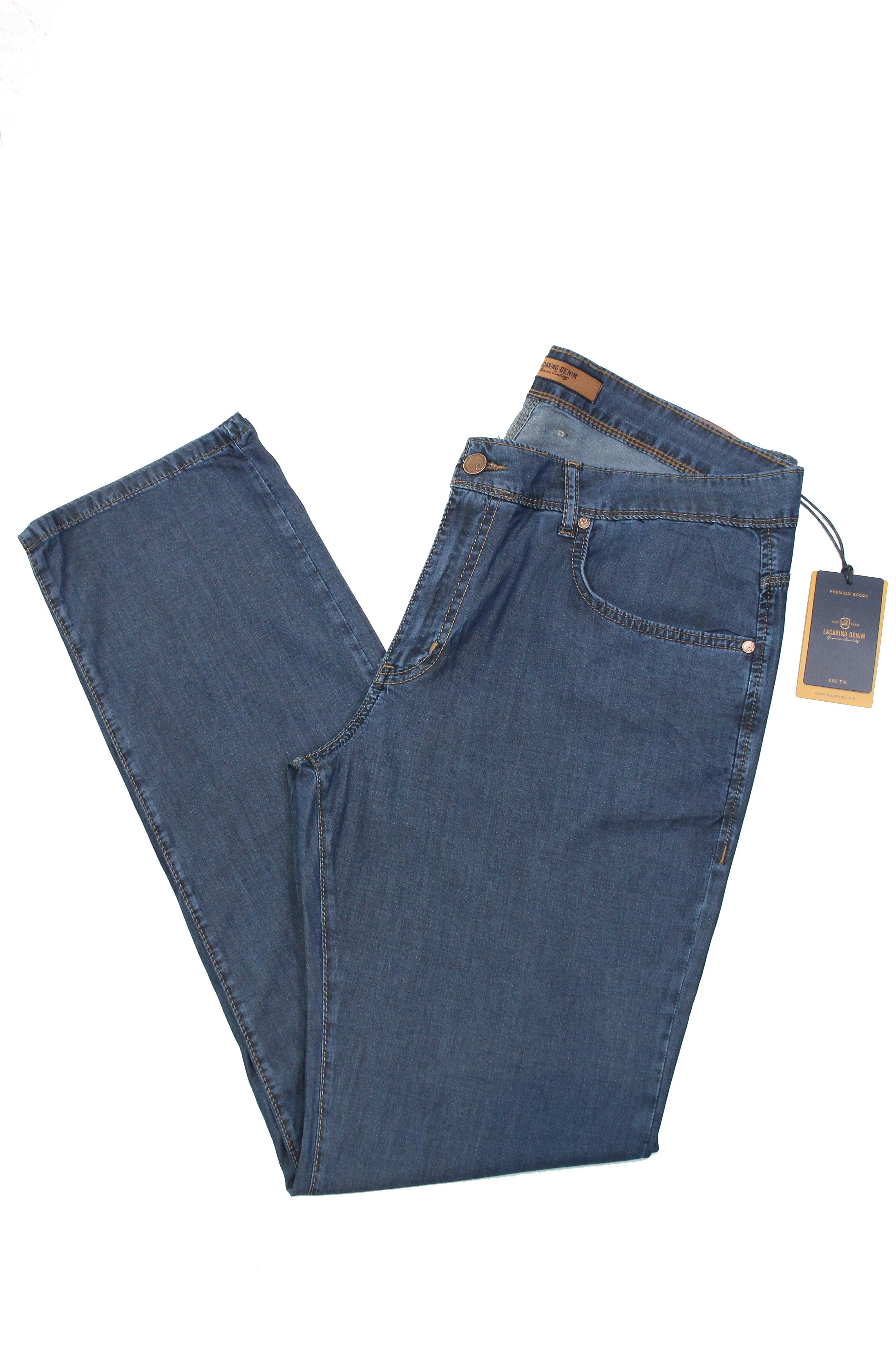 LACARINOYüksek Bel Battal Kesim Yarım Boru Paça Dark Blue Jean Pantolon