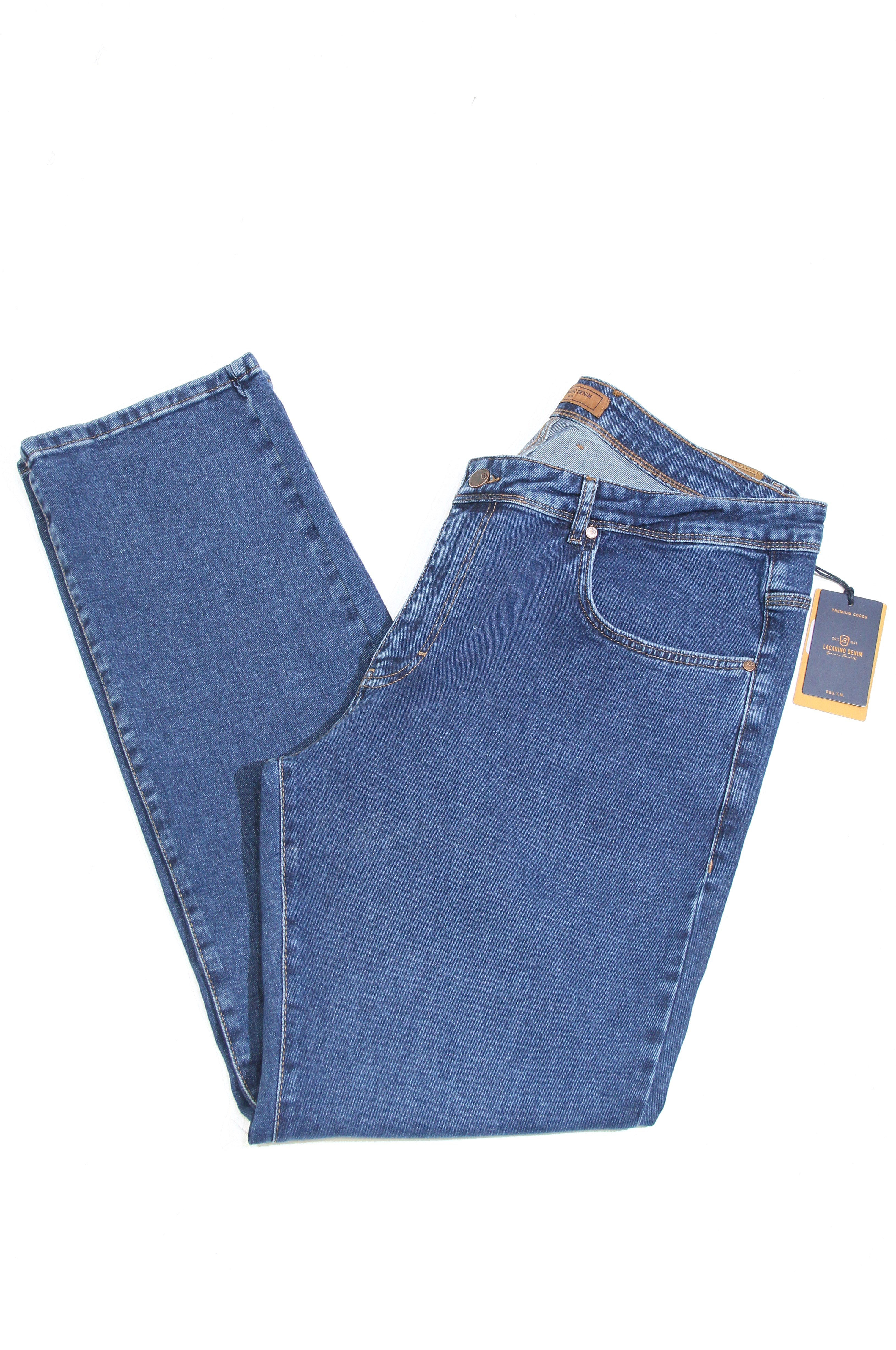 LACARINOYüksek Bel Battal Kesim Boru Paça Ocean Blue Erkek Jean Pantolon