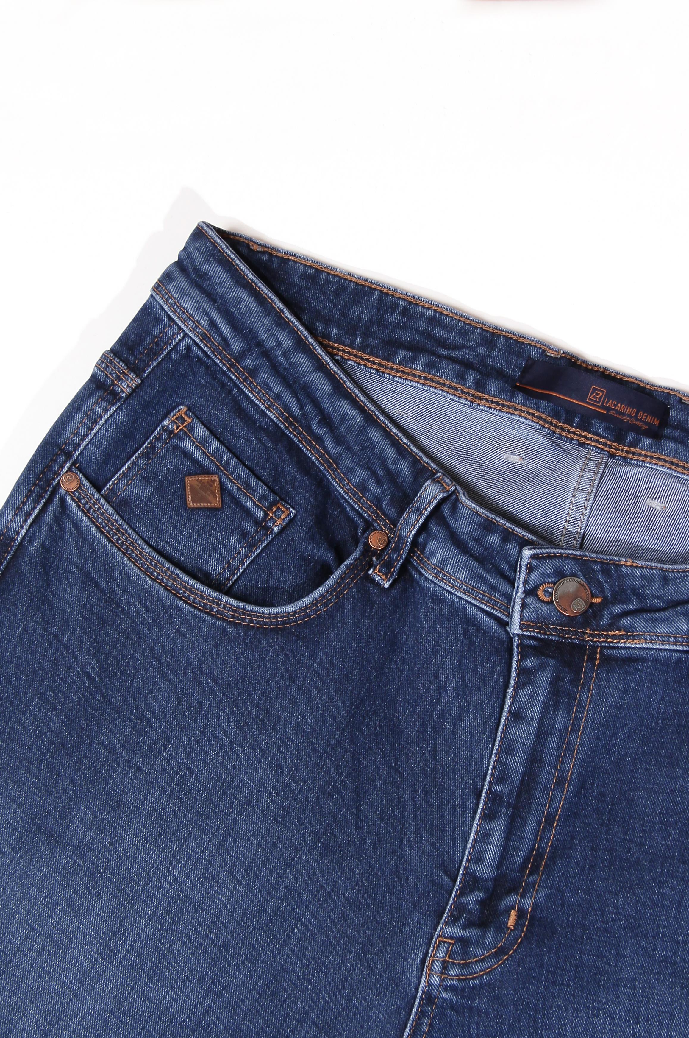 LACARINOErkek Yüksek Bel Yarım Boru Paça Battal Kesim Charp Blue Jean Pantolon