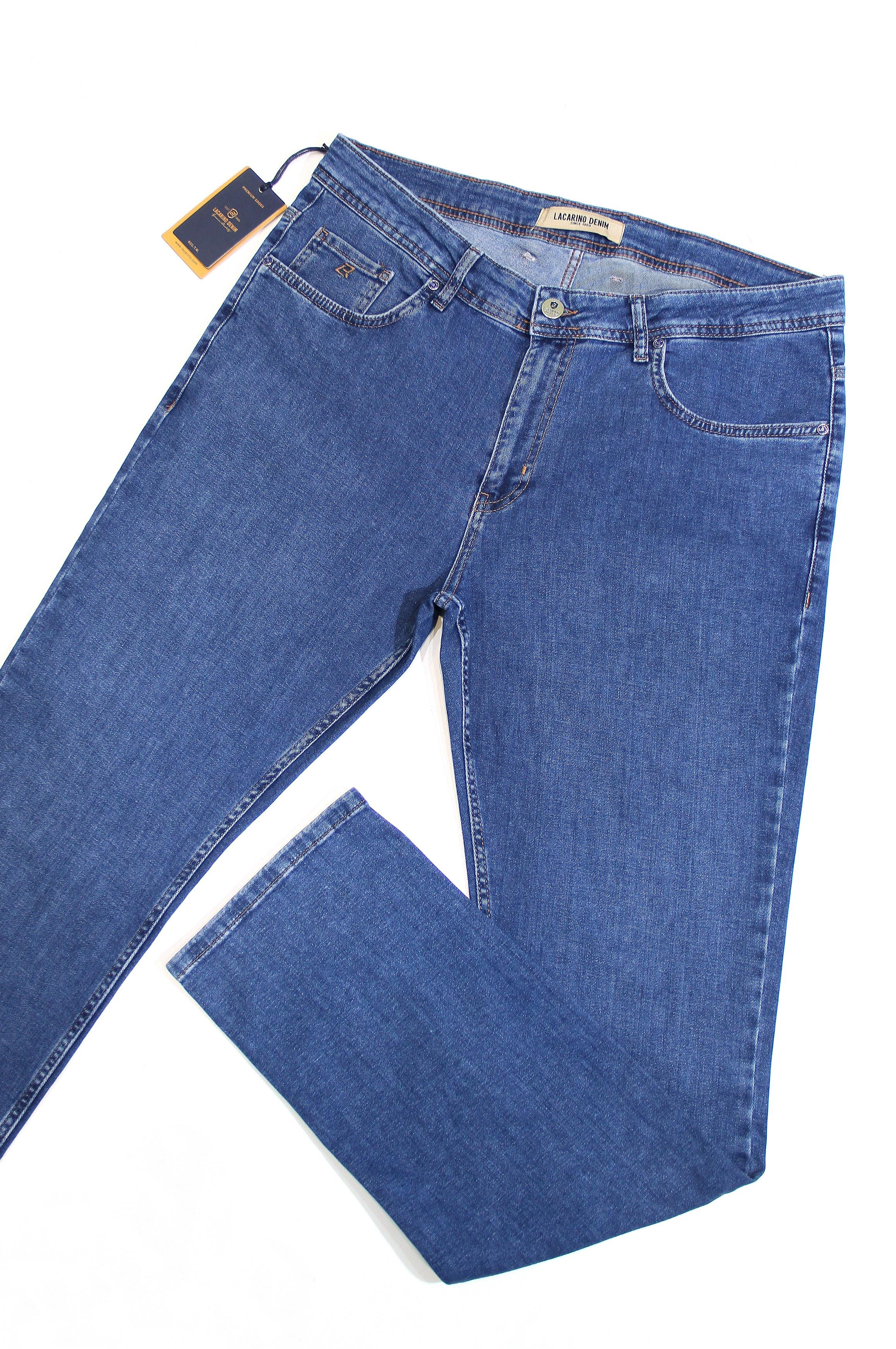 LACARINOYüksek Bel Boru Paça Battal Kesim Blue Erkek Jean Pantolon