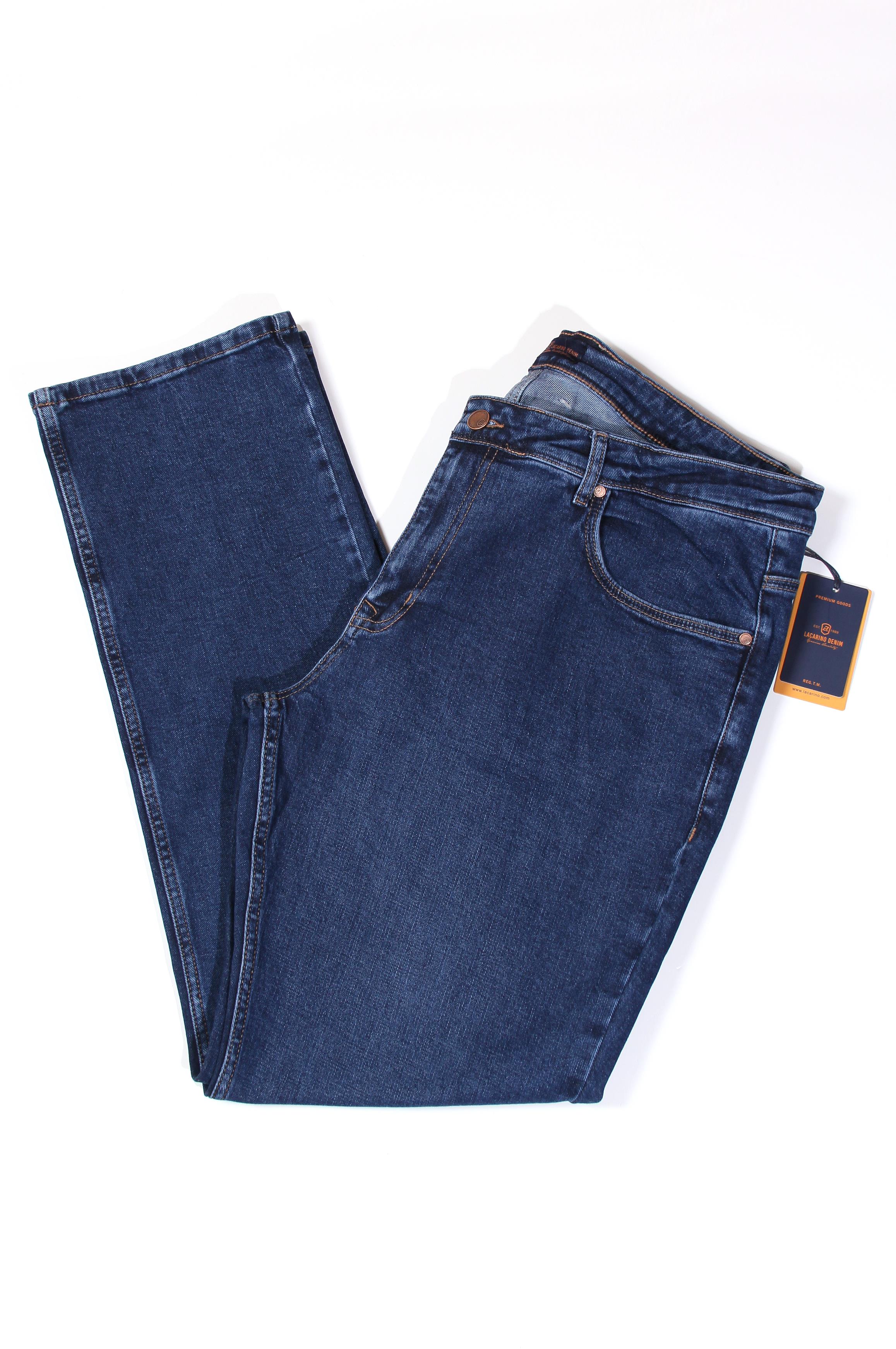 LACARINOErkek Yüksek Bel Battal Kesim Boru Paça Ocean Blue Jean Pantolon