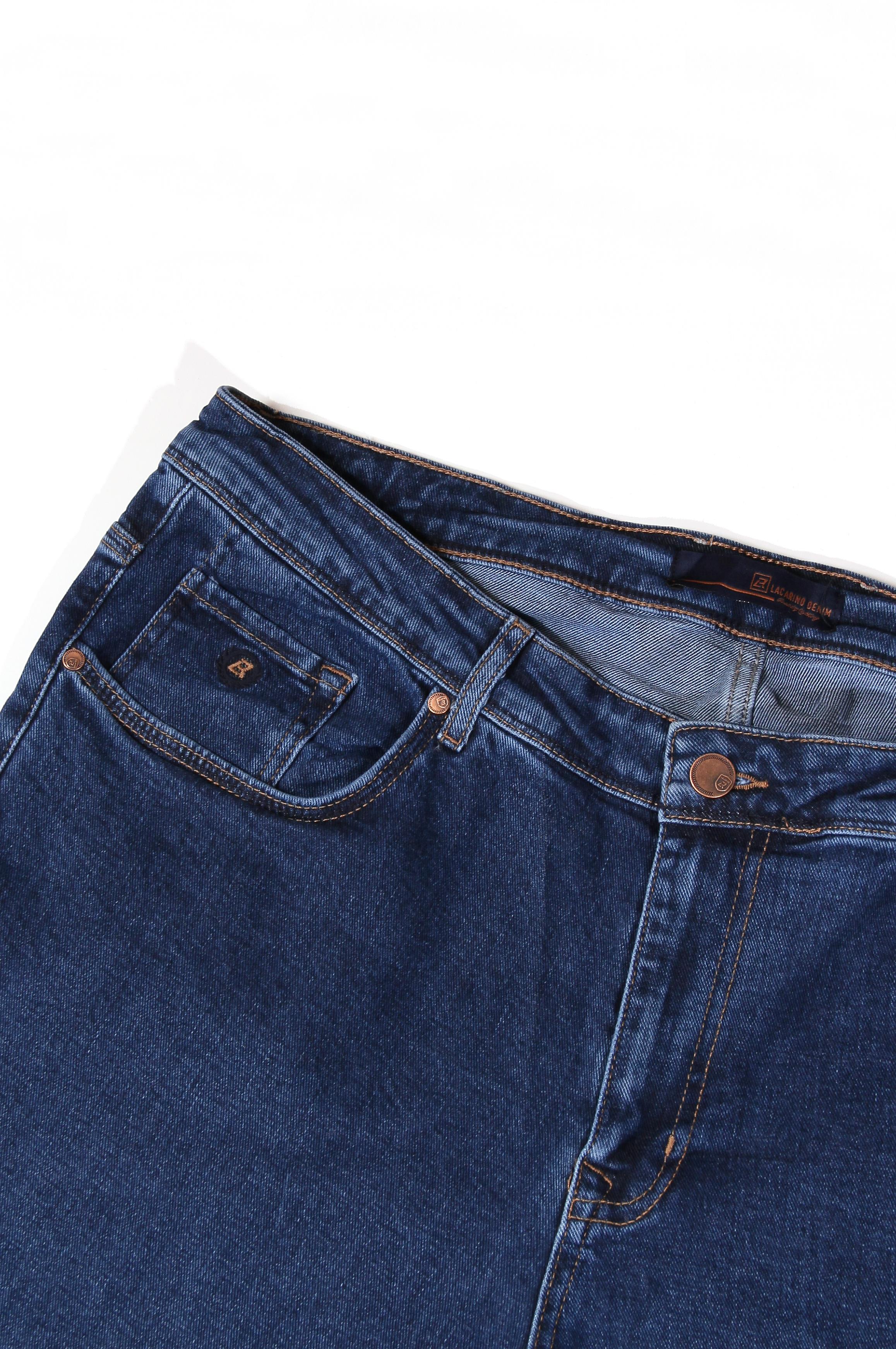 LACARINOErkek Yüksek Bel Battal Kesim Boru Paça Ocean Blue Jean Pantolon