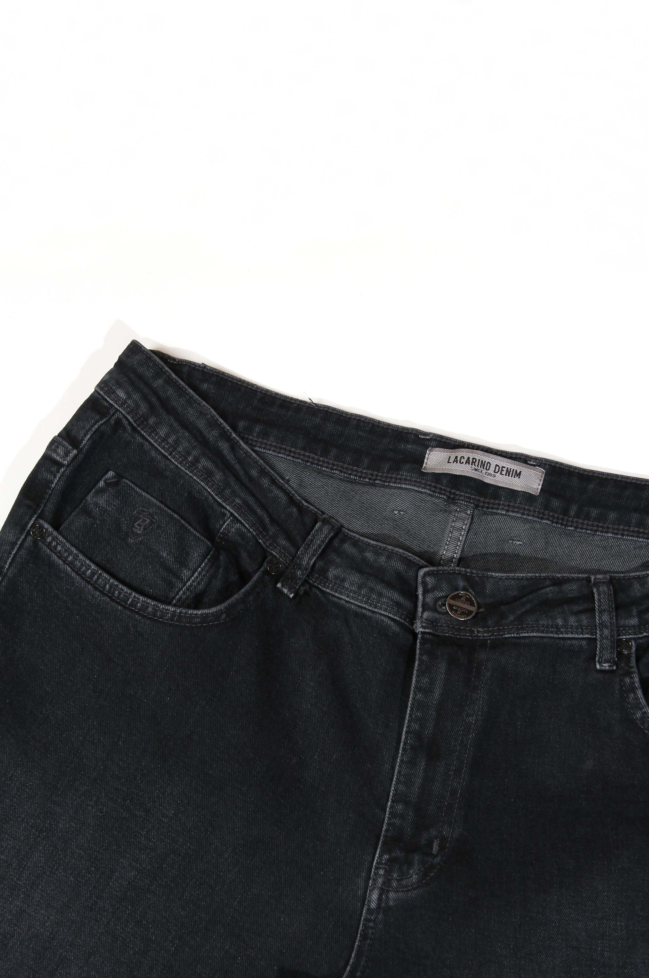 LACARINOYüksek Bel Boru Paça Battal Kalıp Ebony Black Jean Pantolon