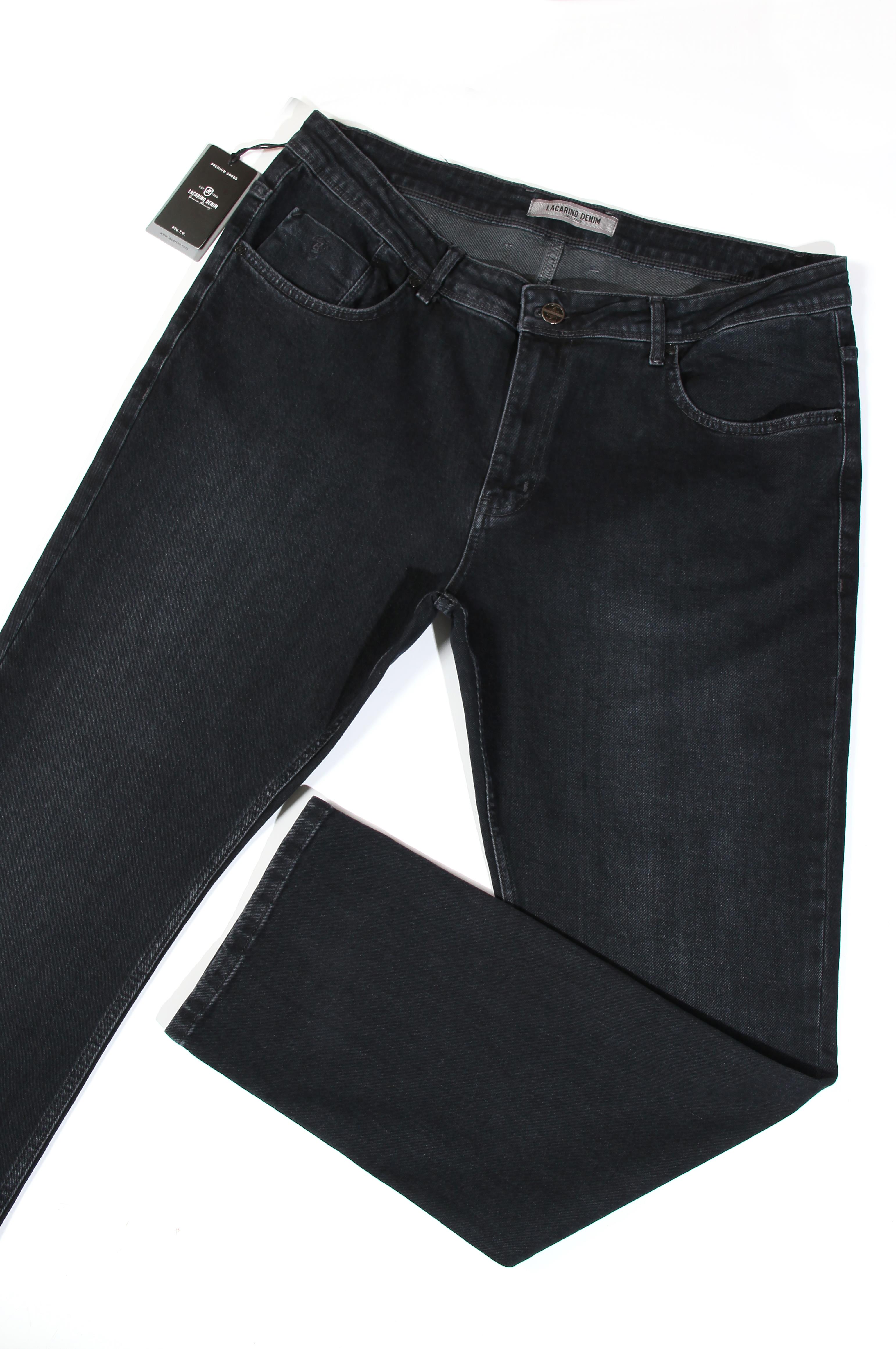 LACARINOYüksek Bel Boru Paça Battal Kalıp Ebony Black Jean Pantolon