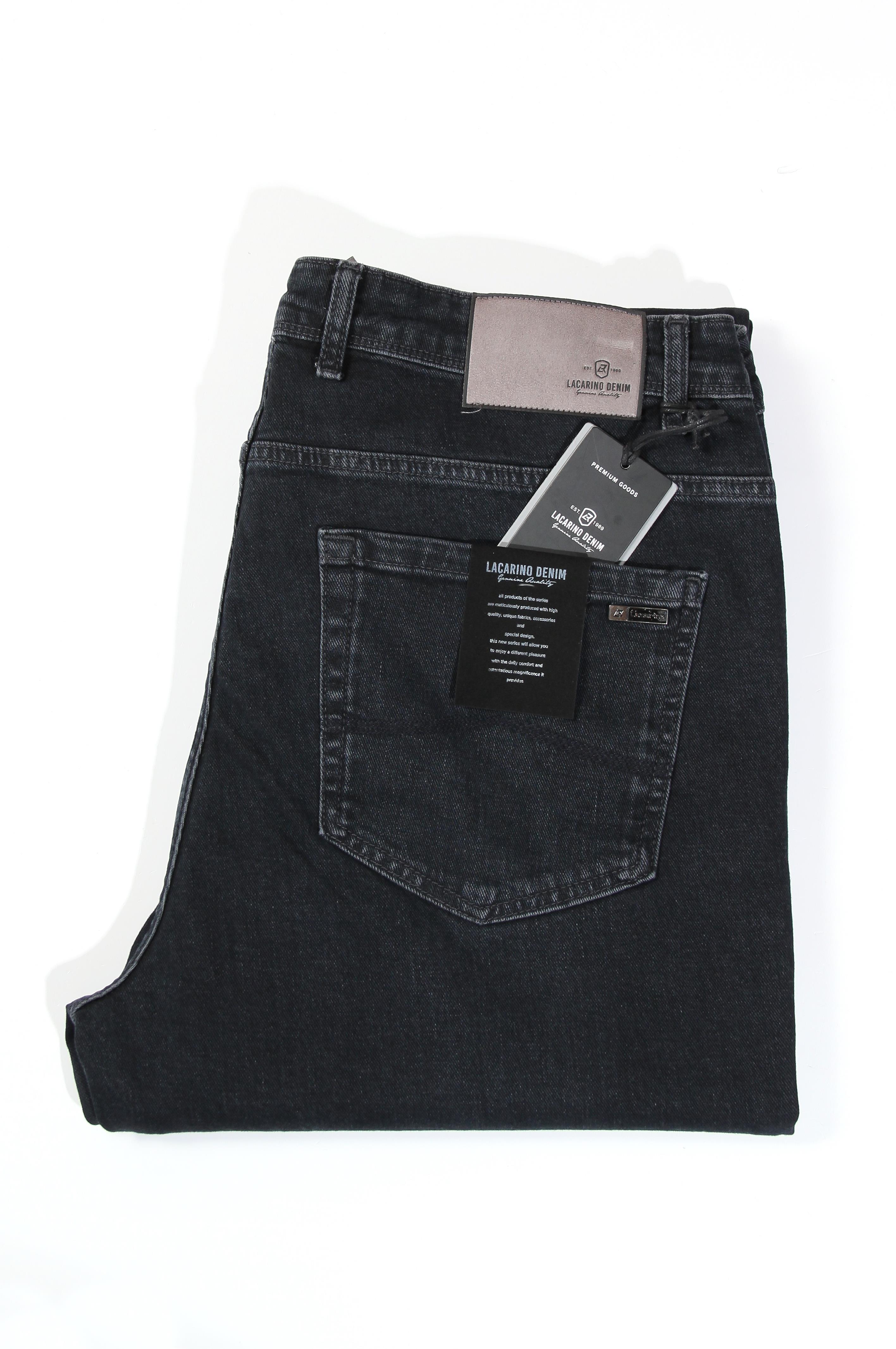 LACARINOYüksek Bel Boru Paça Battal Kalıp Ebony Black Jean Pantolon