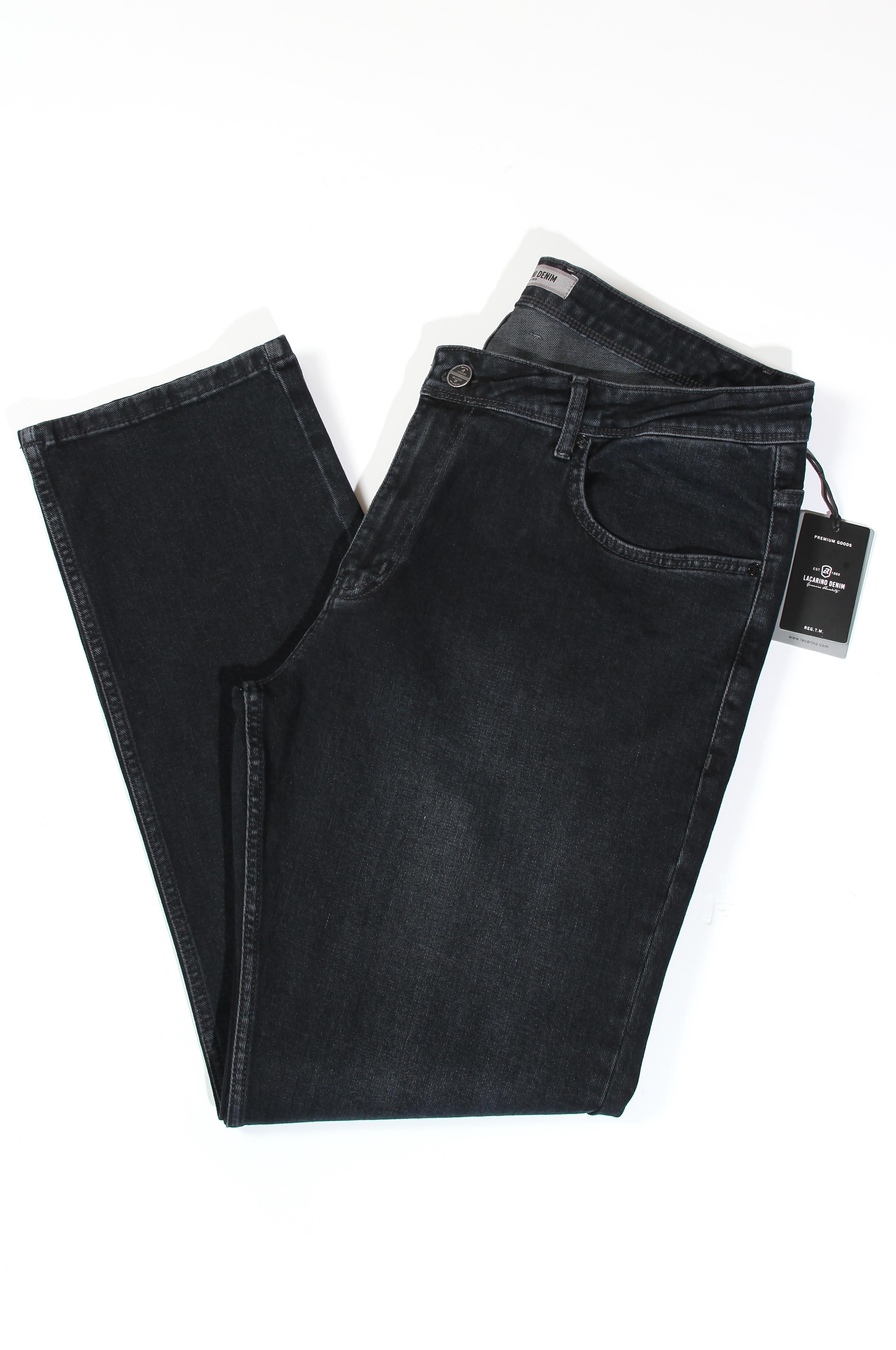 LACARINOYüksek Bel Boru Paça Battal Kalıp Ebony Black Jean Pantolon