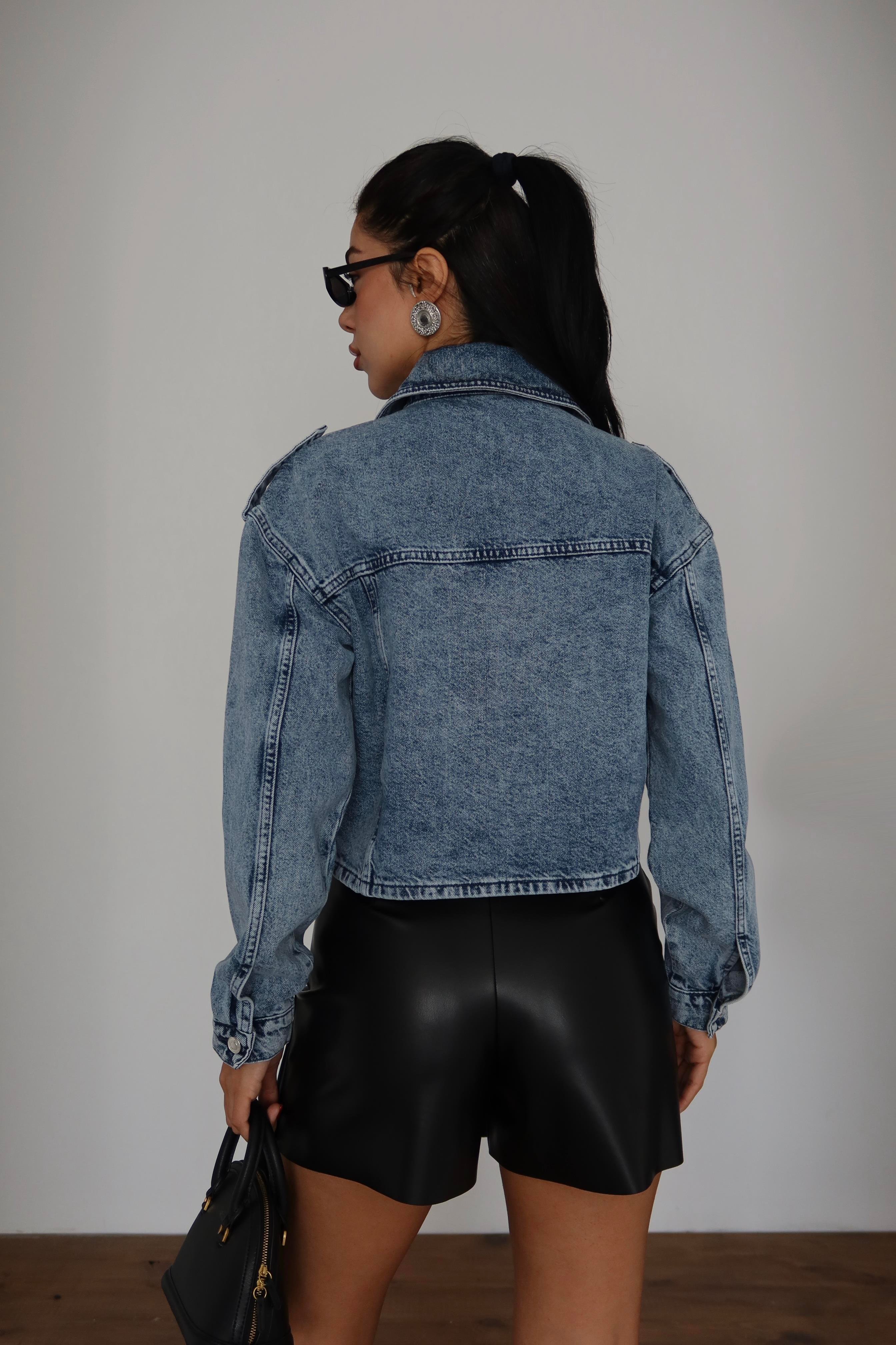 LACARINOStone Detailed Blue Jacket