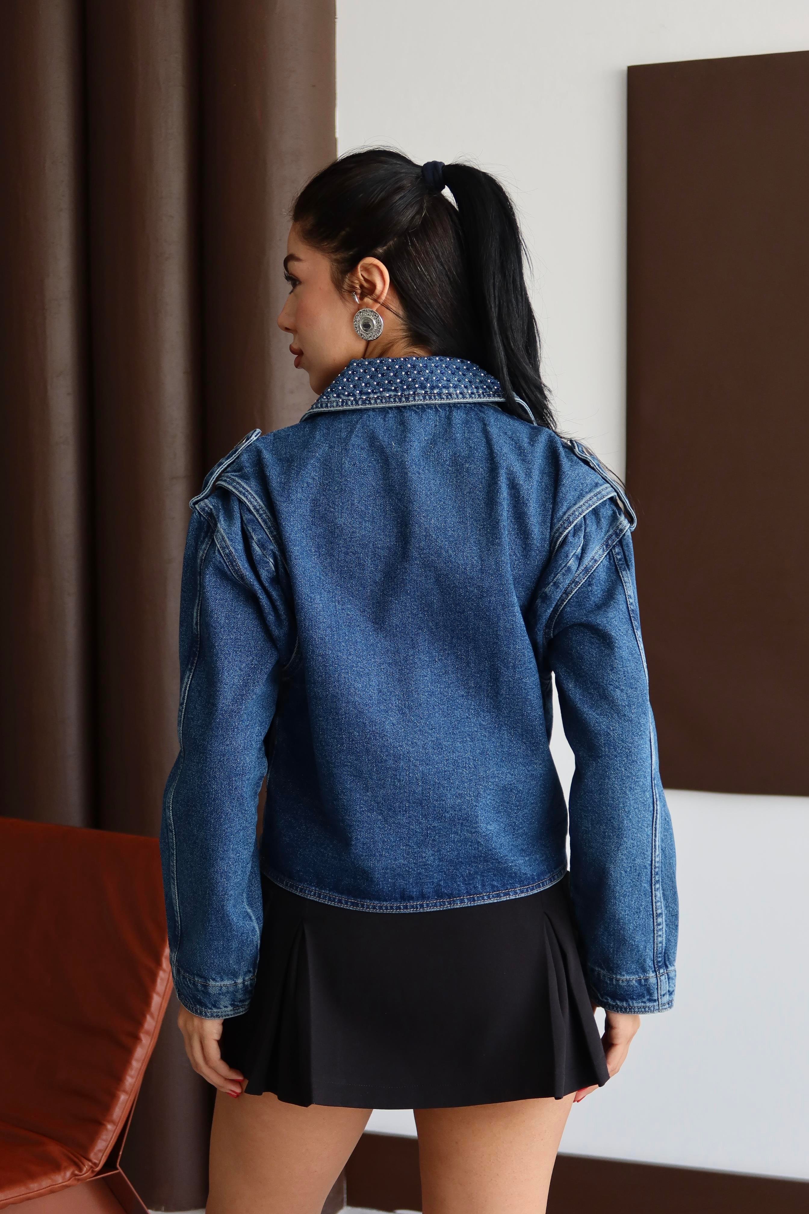 LACARINOTaş Detaylı Blue Denim Ceket