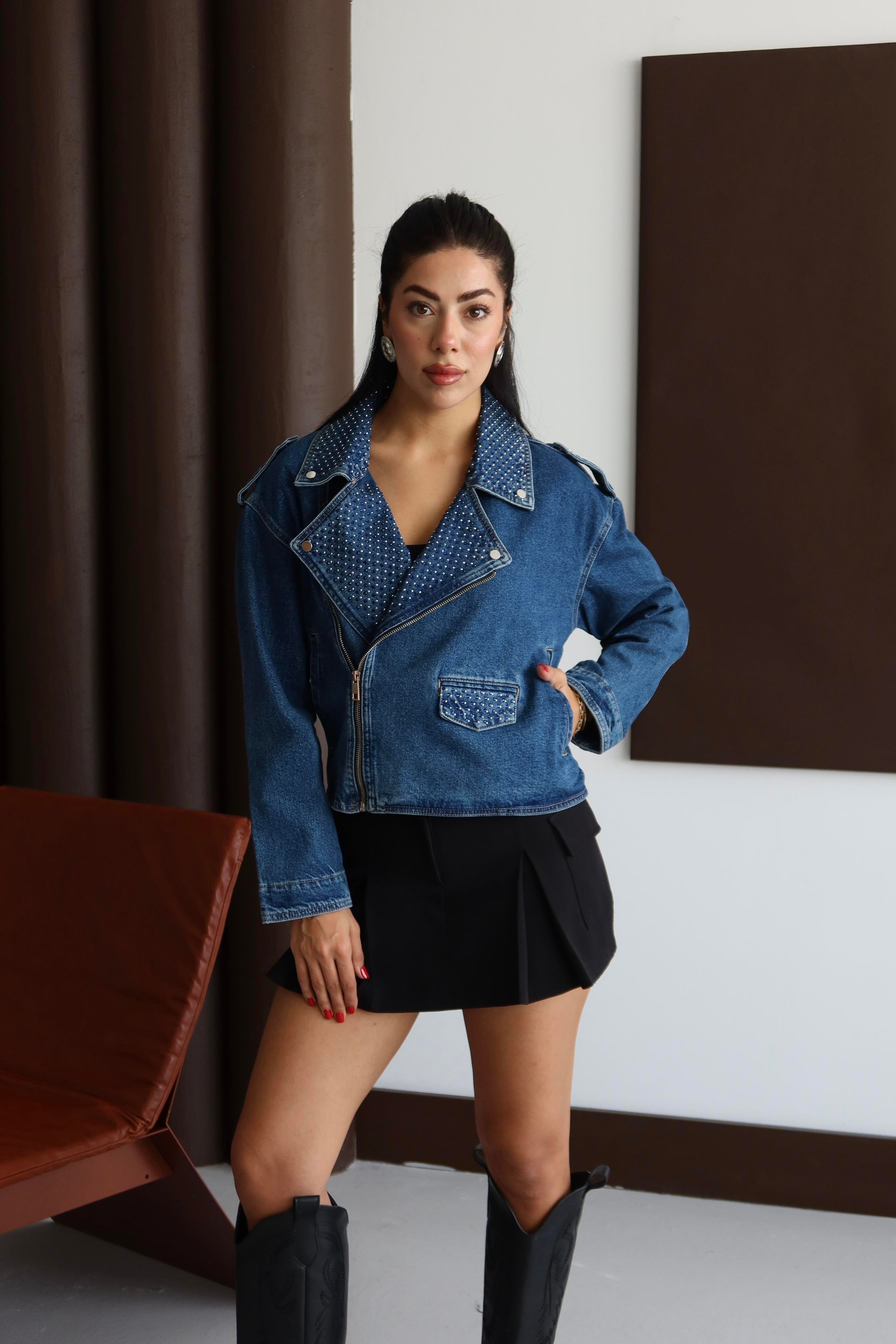 LACARINOTaş Detaylı Blue Denim Ceket