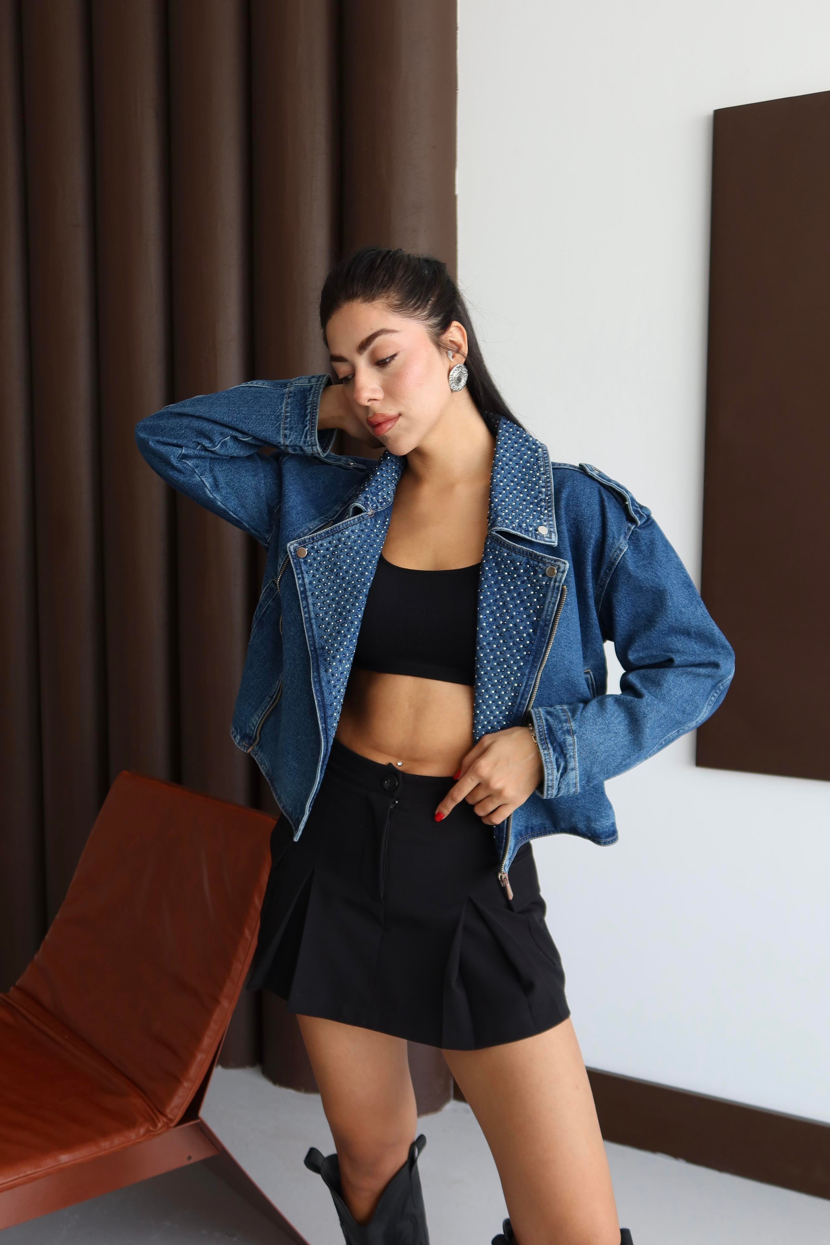 LACARINOTaş Detaylı Blue Denim Ceket