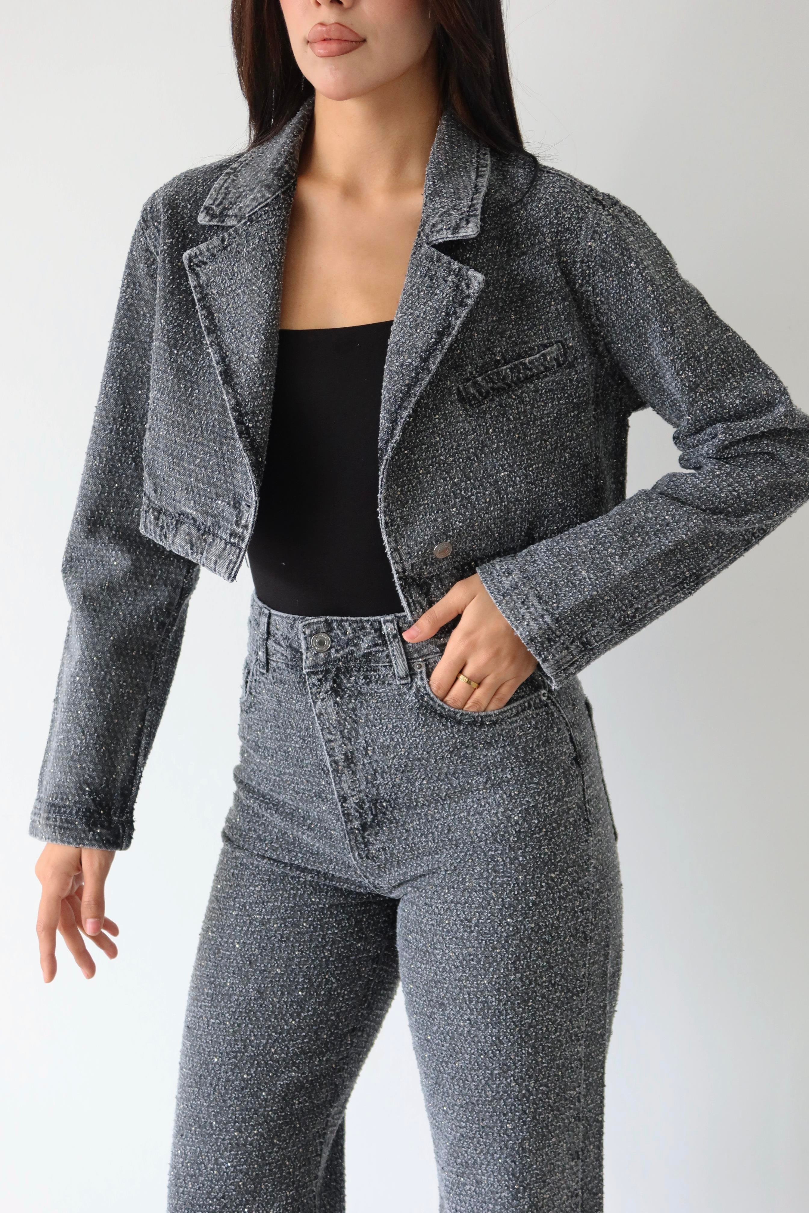 LACARINOKadın Koyu Gri Taşlı Ceket
