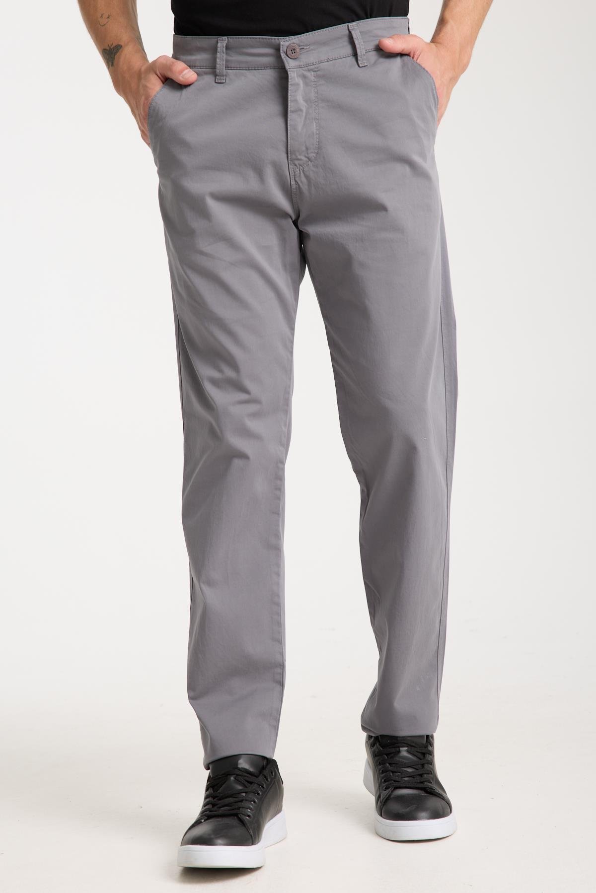LACARINOErkek Yüksek Bel Boru Paça Paça Antrasit Chino Pantolon