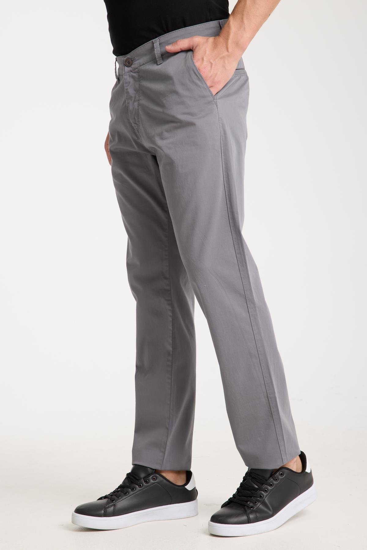 LACARINOErkek Yüksek Bel Boru Paça Paça Antrasit Chino Pantolon