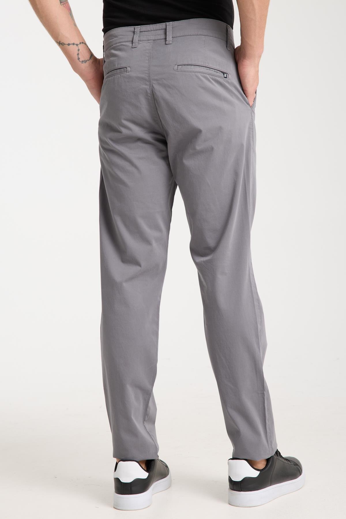 LACARINOErkek Yüksek Bel Boru Paça Paça Antrasit Chino Pantolon