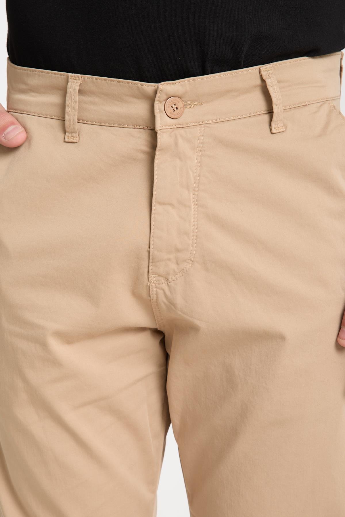 LACARINOErkek Yüksek Bel Boru Paça Paça Bej Chino Pantolon