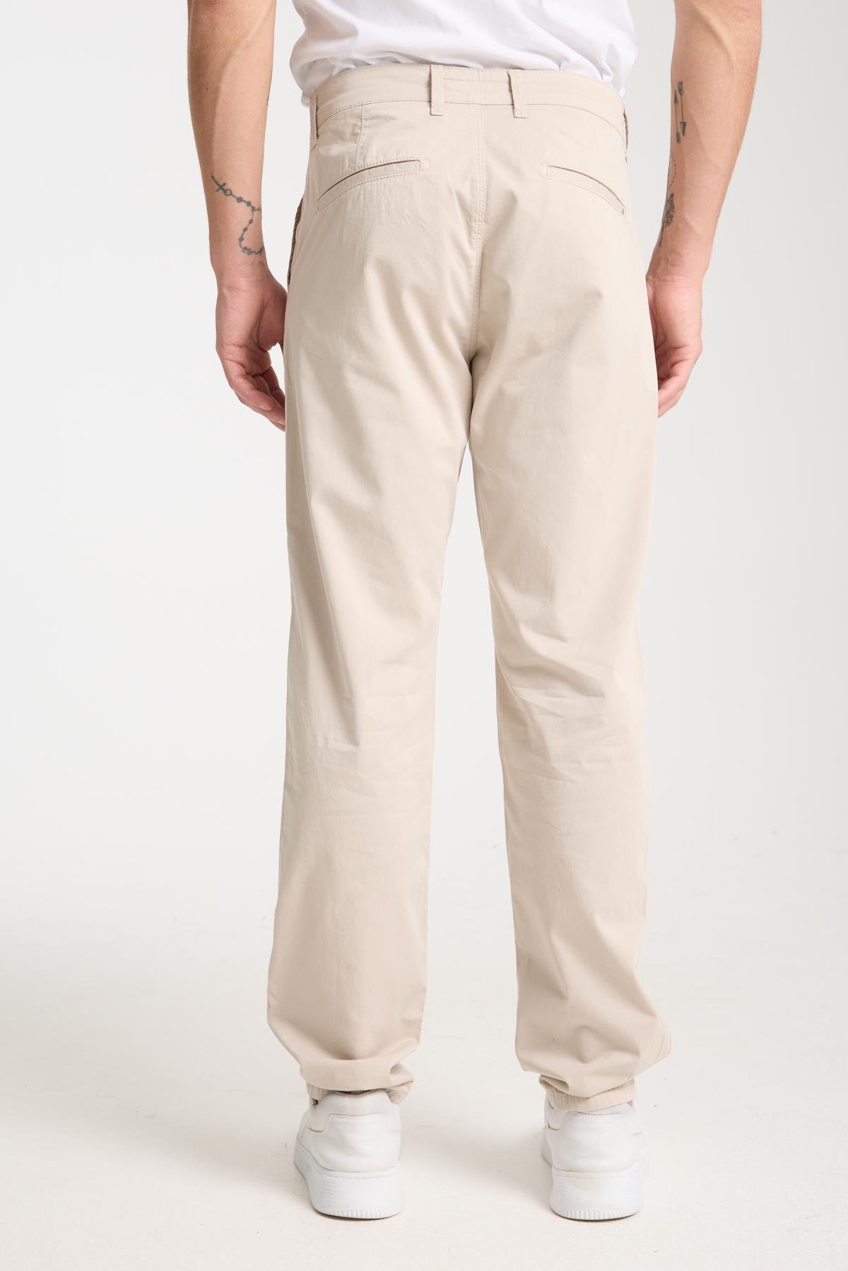 LACARINOErkek Yüksek Bel Boru Paça Paça Ekru Chino Pantolon