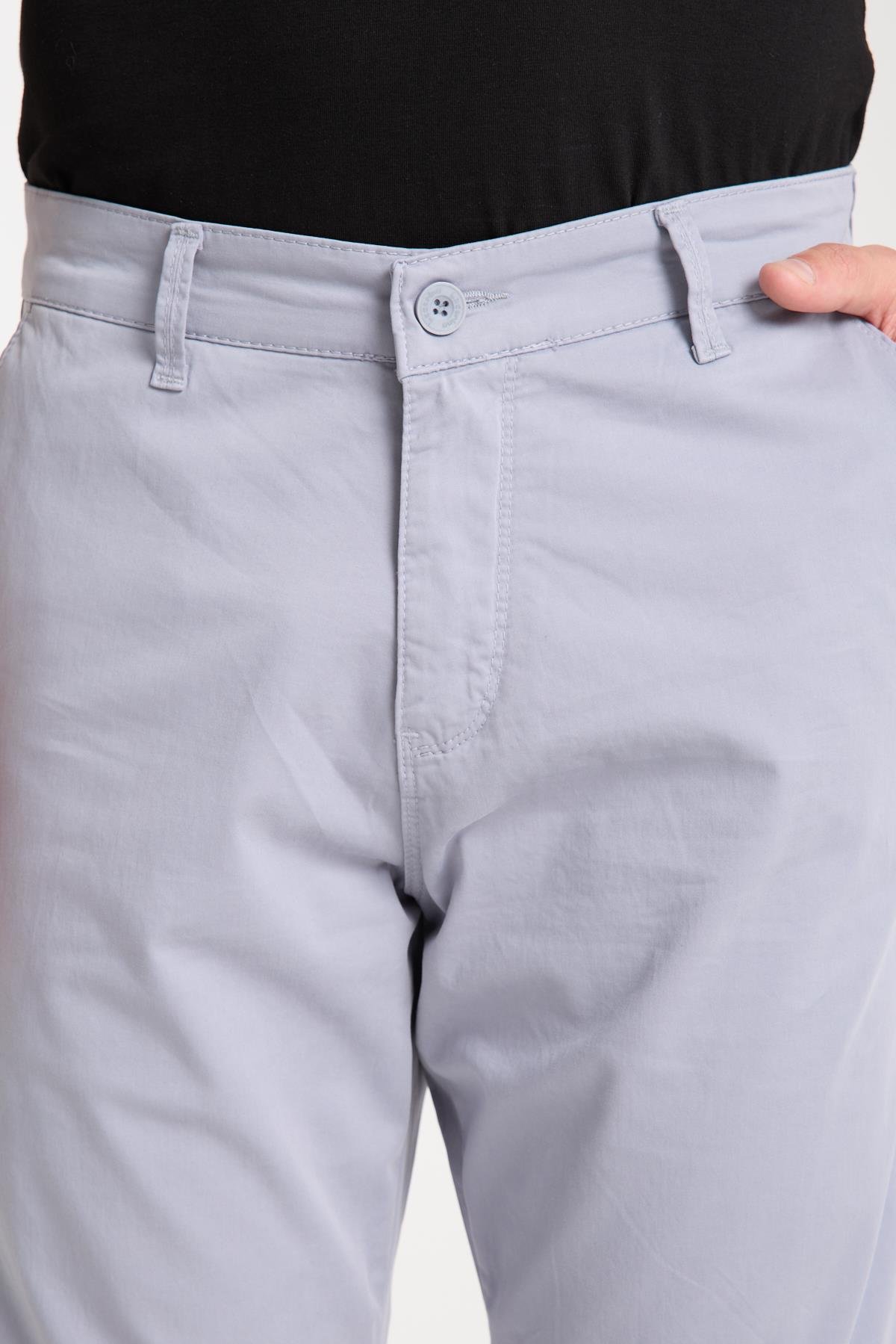 LACARINOErkek Yüksek Bel Boru Paça Paça Gri Chino Pantolon