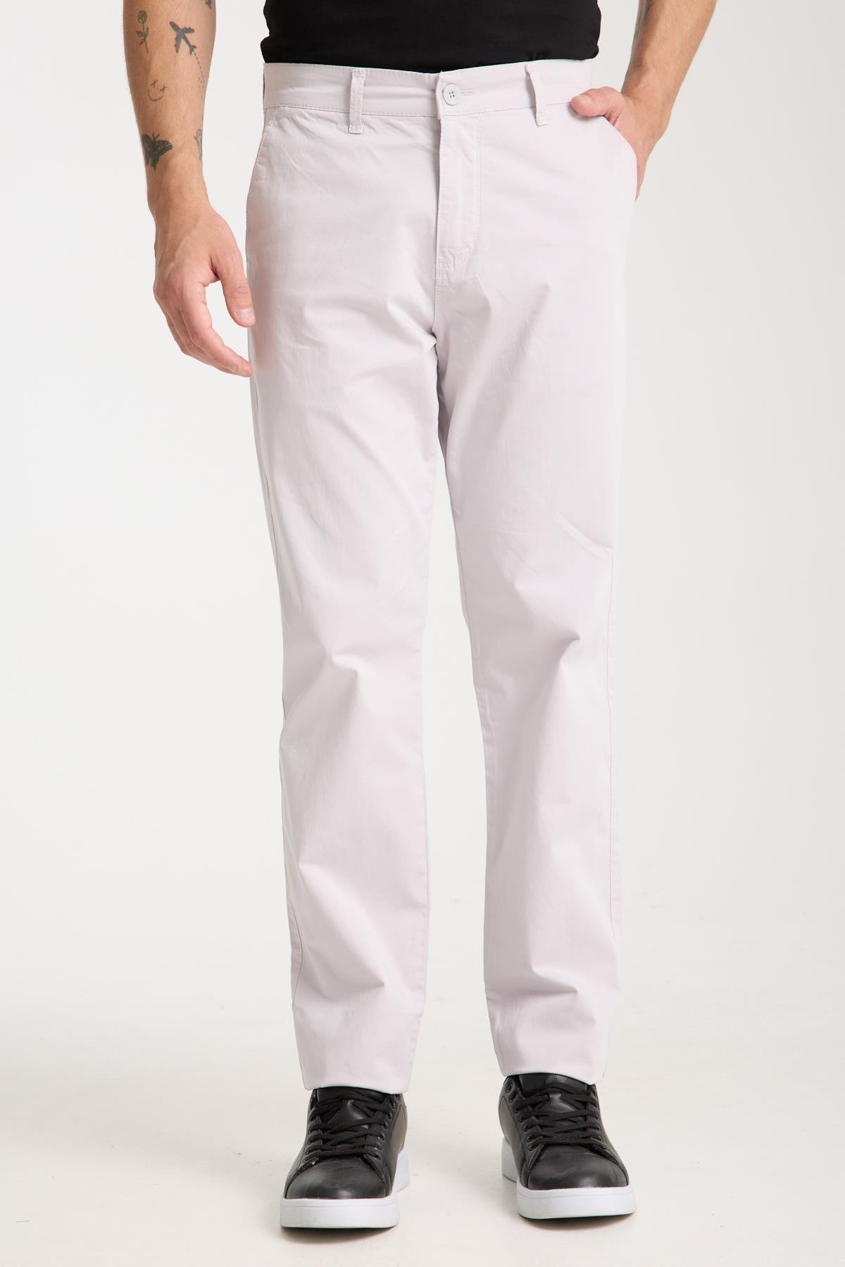 LACARINOErkek Yüksek Bel Boru Paça Paça Taş Chino Pantolon