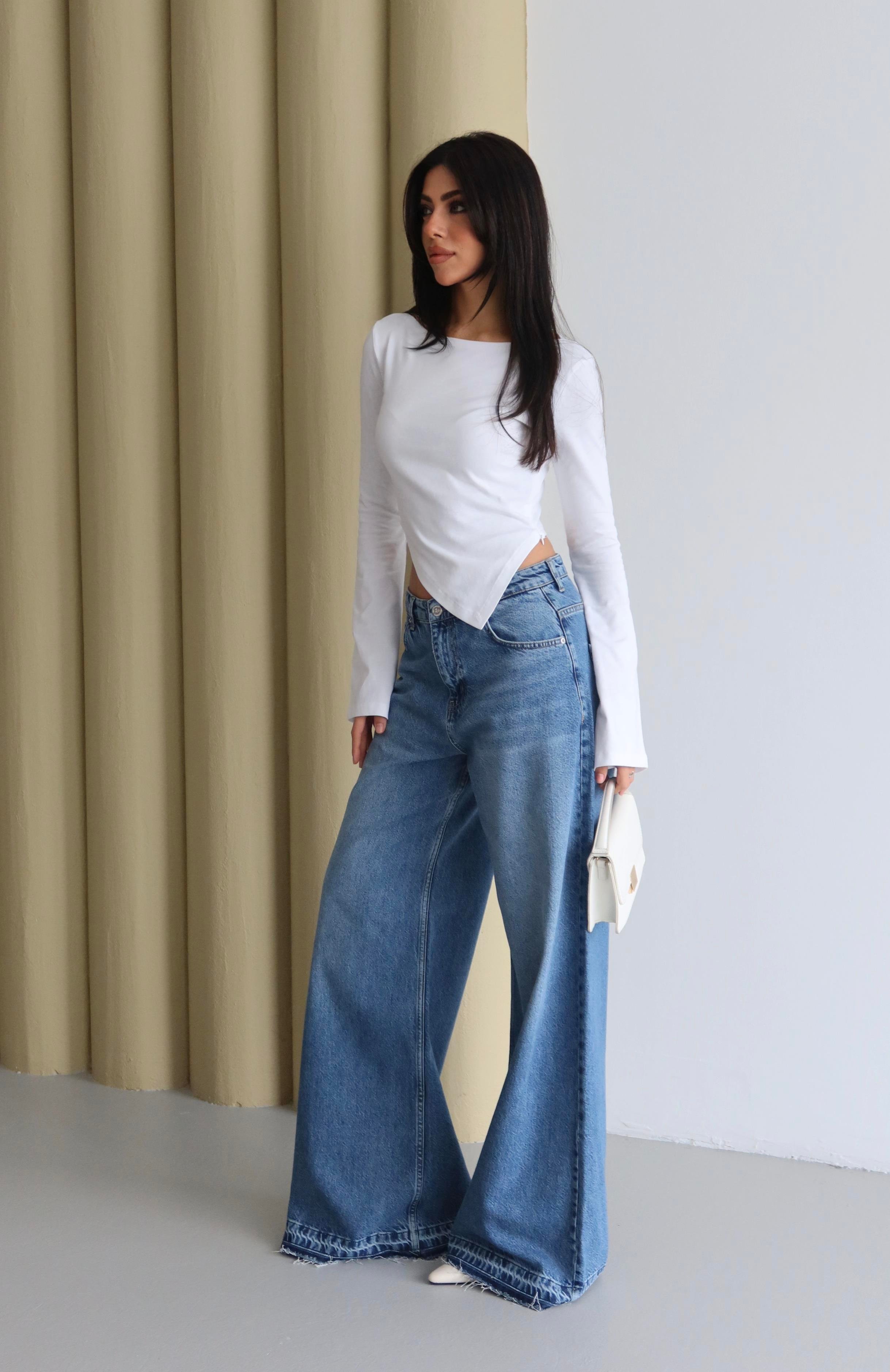 LACARINOYüksek Bel Extra Bol Paça Bllue Jean Panolon