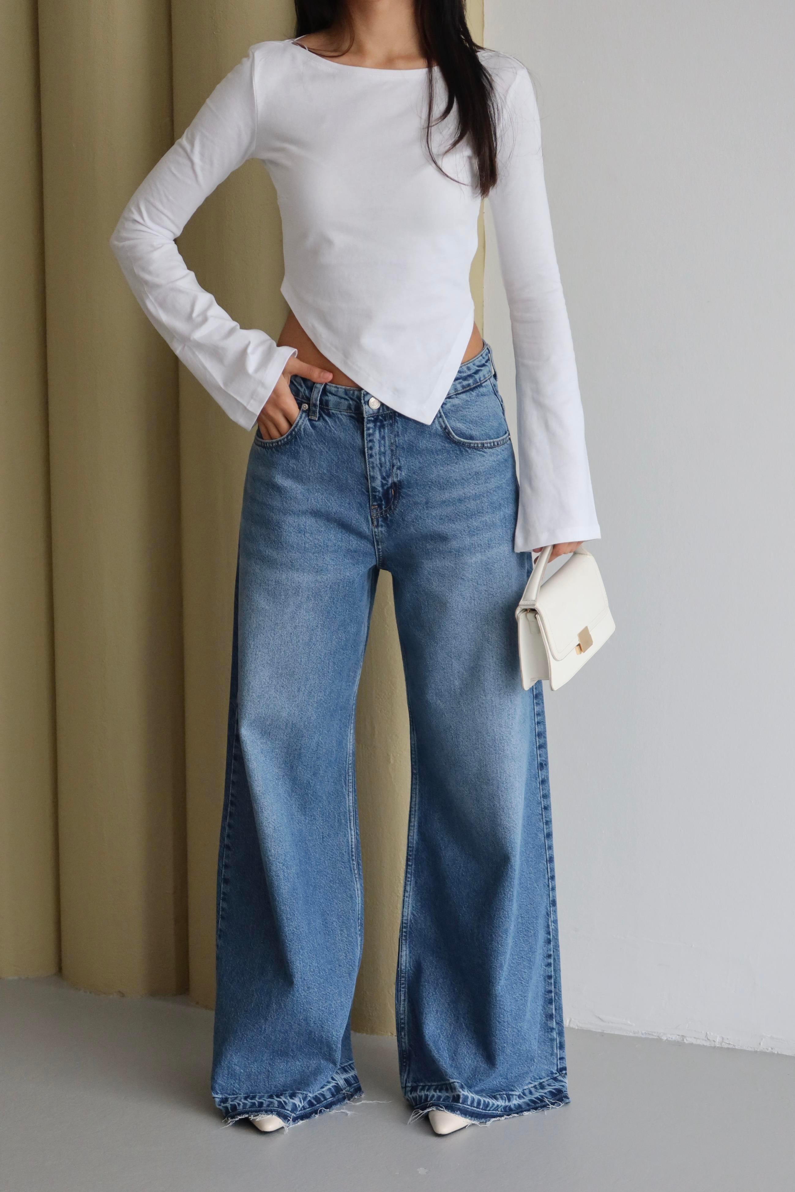 LACARINOYüksek Bel Extra Bol Paça Bllue Jean Panolon