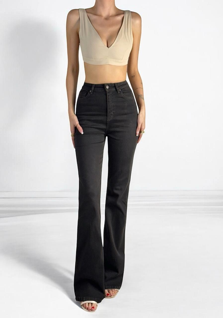 LACARINOYüksek Bel İspanyol Paça Dark Blue Jean Pantolon