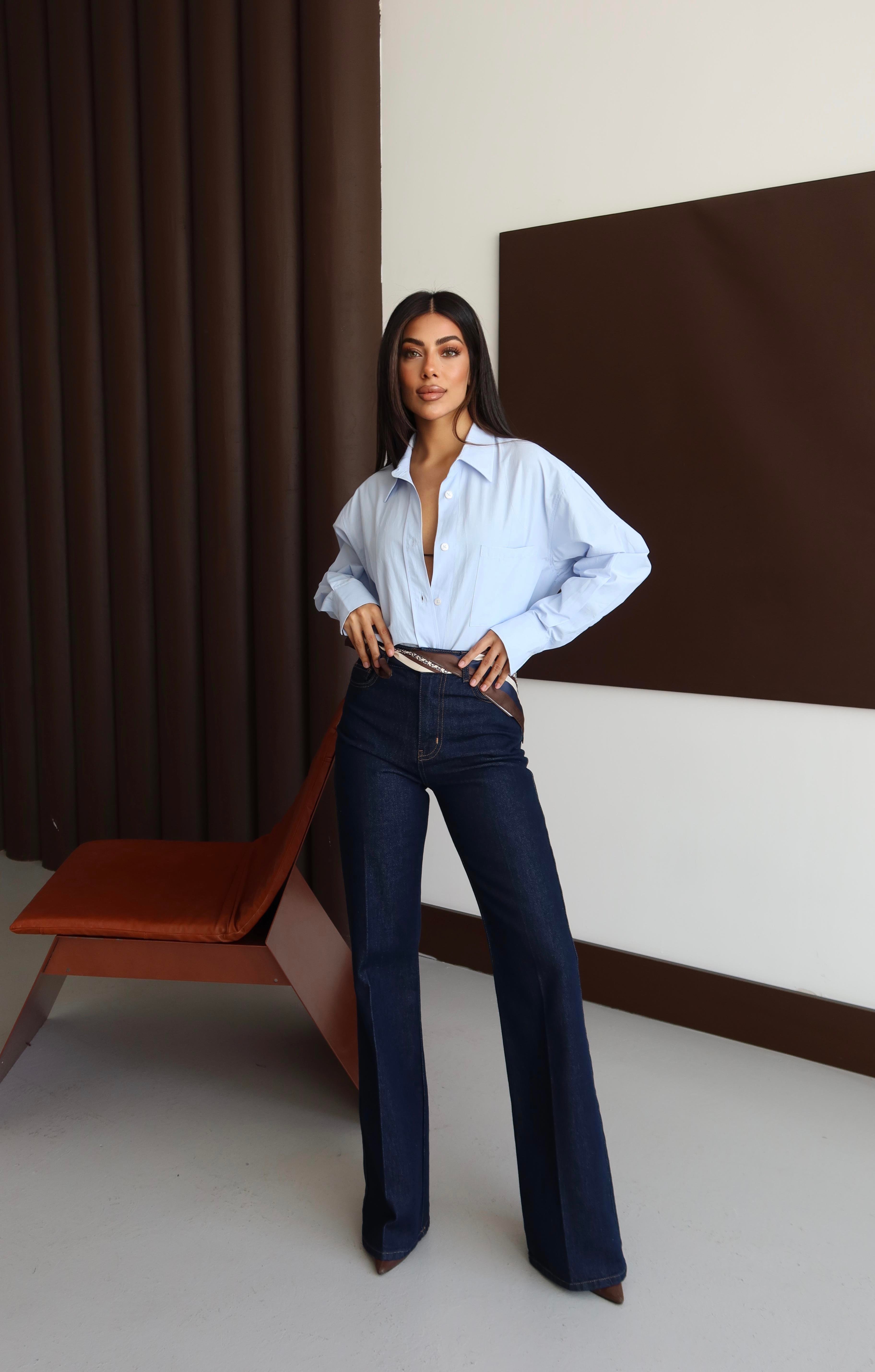 LACARINOYüksek Bel İspanyol Paça Klasik Kesim Rinse Jean Pantolon