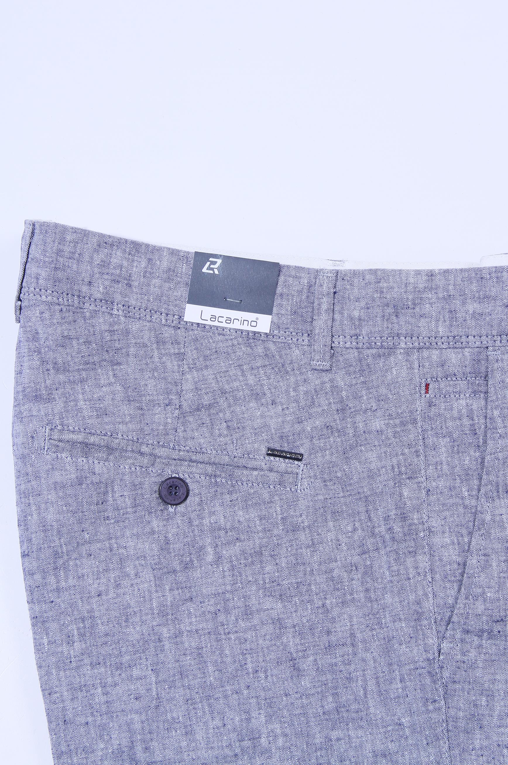 LACARINOErkek Yüksek Bel Dar Kesim Açık Lacivert Keten Pantolon