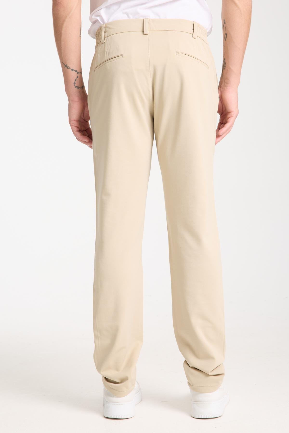 LACARINOErkek Yüksek Bel Dar Kesim Bej Jogger Pantolon