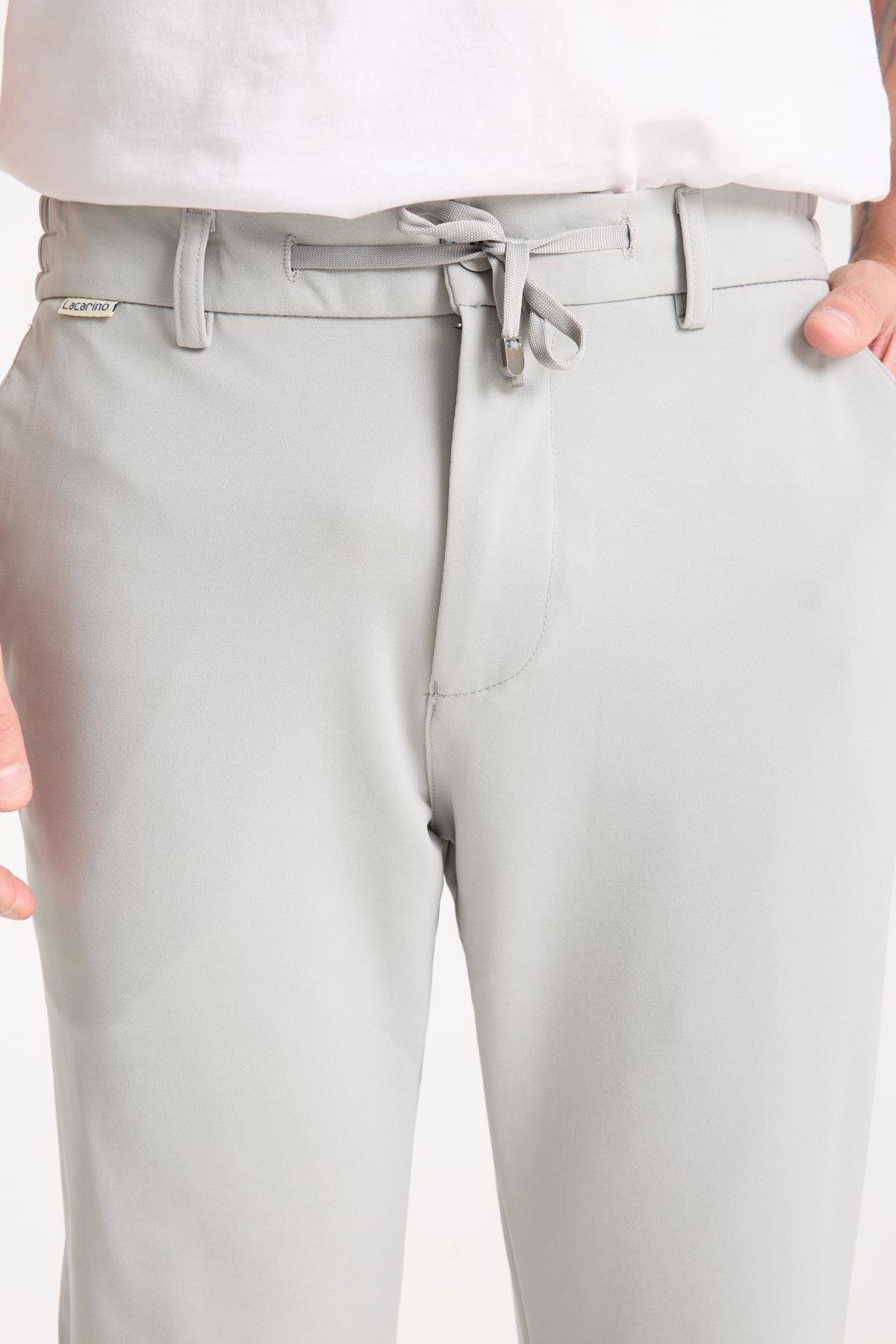 LACARINOErkek Yüksek Bel Dar Kesim Gri Jogger Pantolon