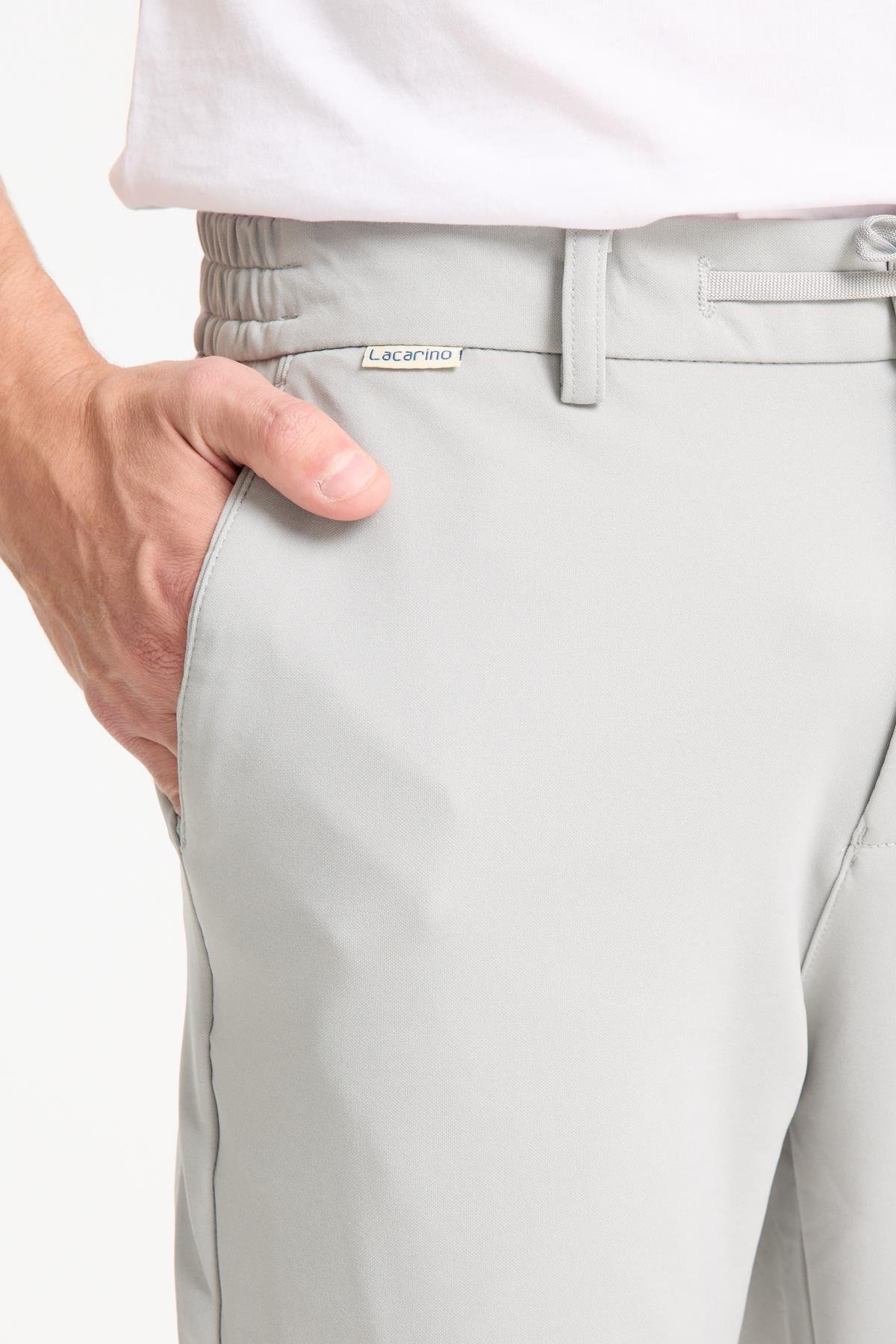 LACARINOErkek Yüksek Bel Dar Kesim Gri Jogger Pantolon