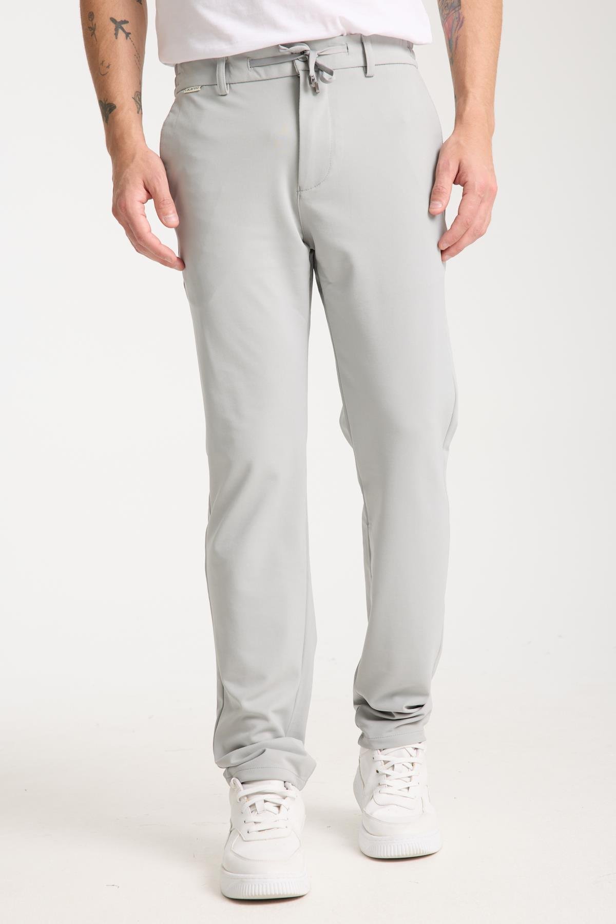 LACARINOErkek Yüksek Bel Dar Kesim Gri Jogger Pantolon