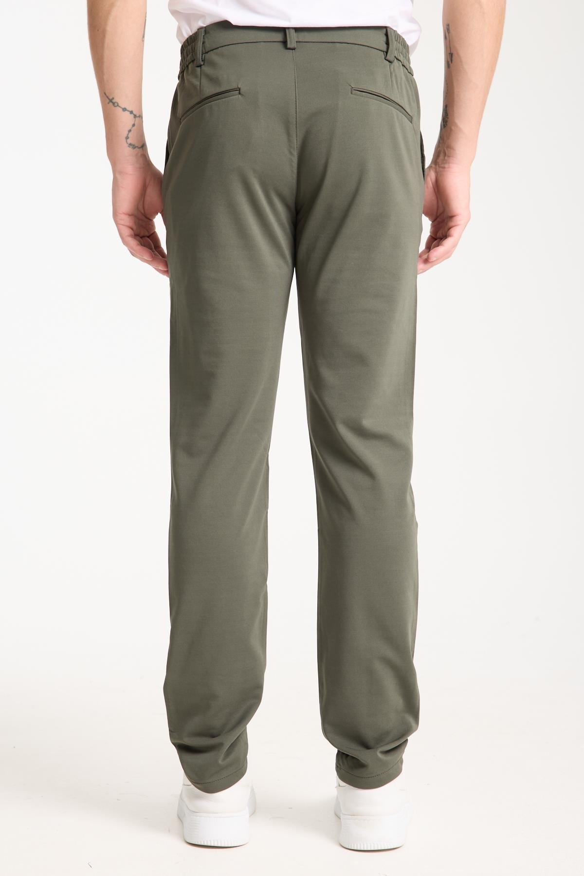 LACARINOErkek Yüksek Bel Dar Kesim Haki Jogger Pantolon