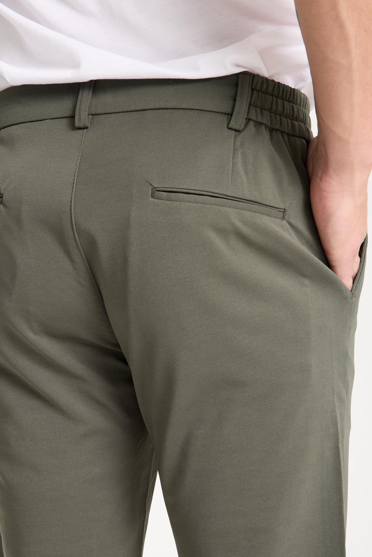 LACARINOErkek Yüksek Bel Dar Kesim Haki Jogger Pantolon