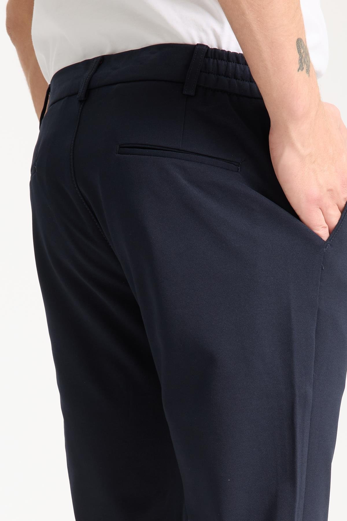 LACARINOErkek Yüksek Bel Dar Kesim Lacivert Jogger Pantolon