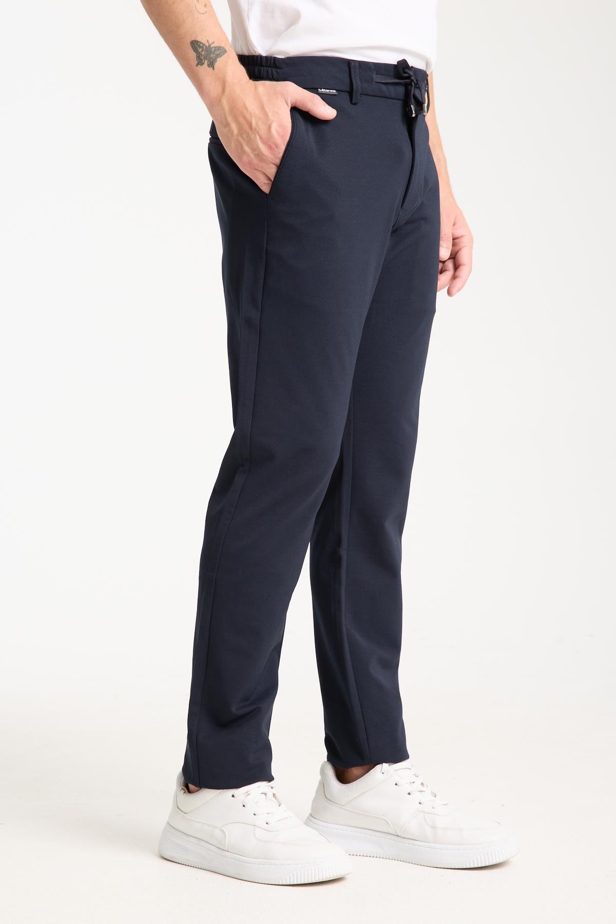 LACARINOErkek Yüksek Bel Dar Kesim Lacivert Jogger Pantolon