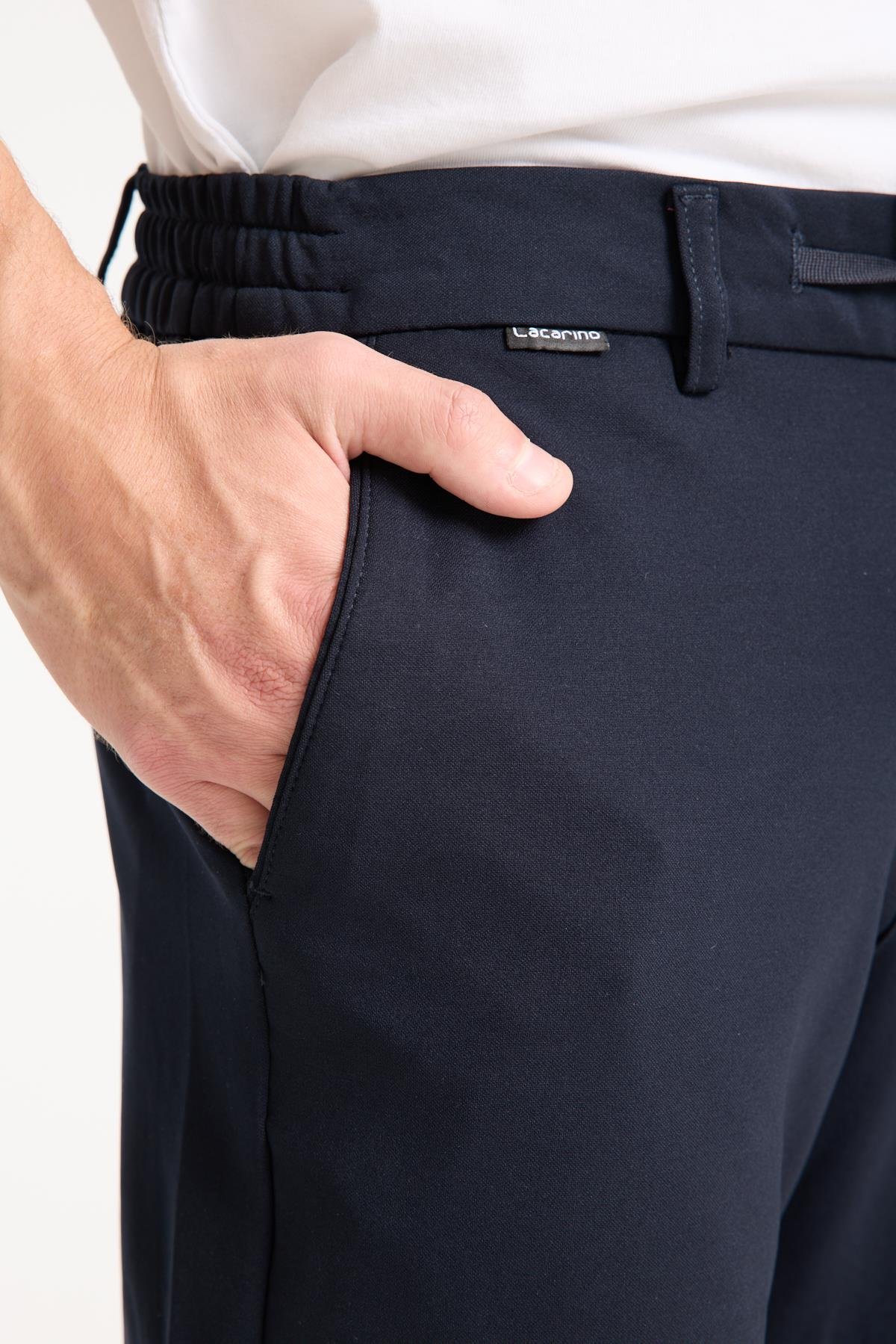 LACARINOErkek Yüksek Bel Dar Kesim Lacivert Jogger Pantolon