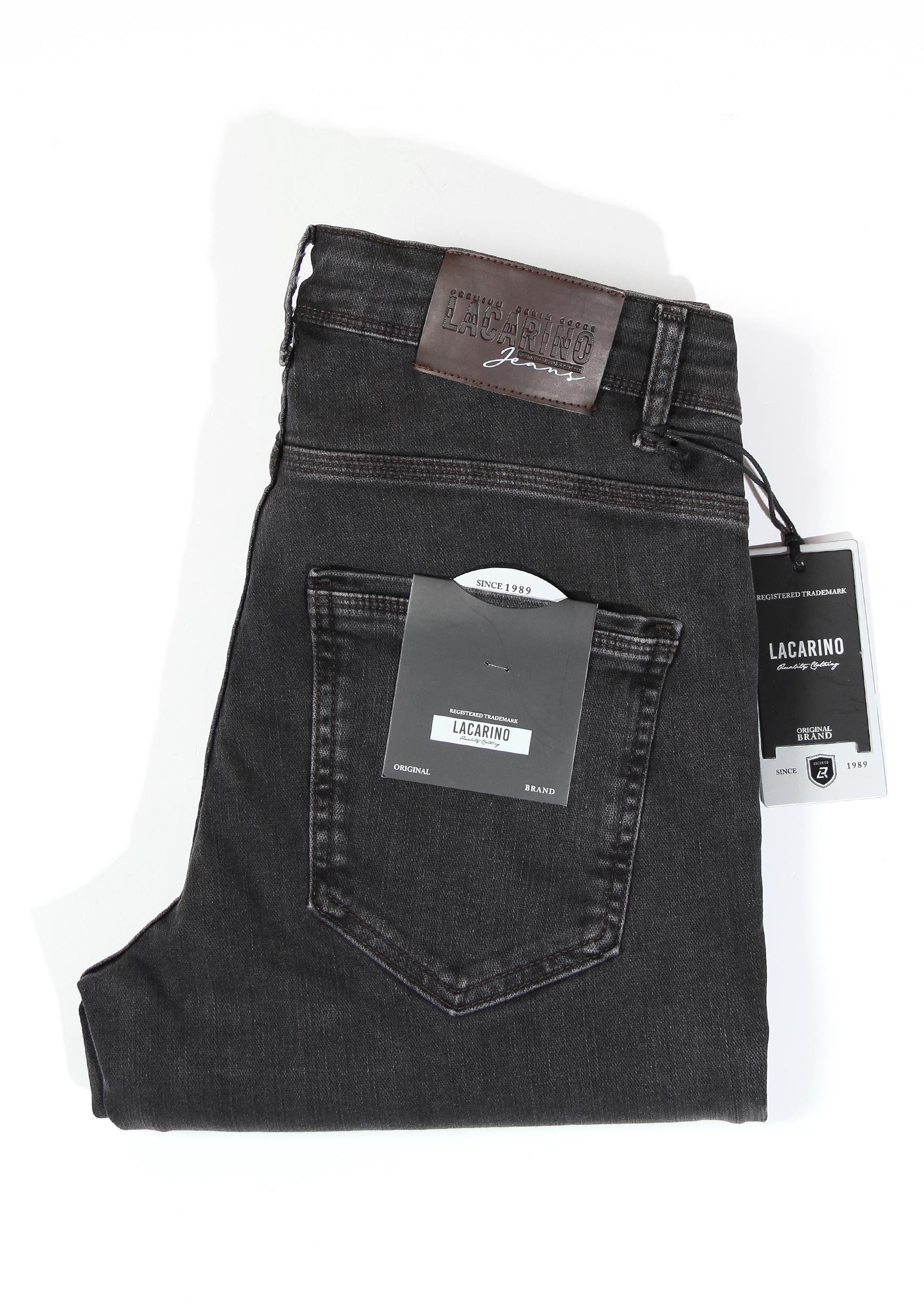 LACARINOErkek Yüksek Bel Yarım Boru Paça Black Brown Jean Pantolon
