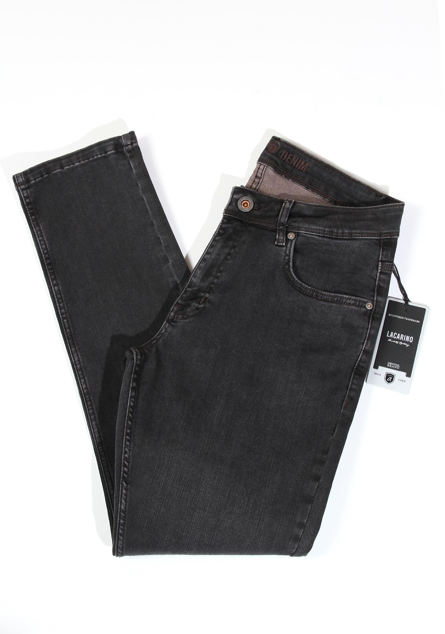LACARINOErkek Yüksek Bel Yarım Boru Paça Black Brown Jean Pantolon