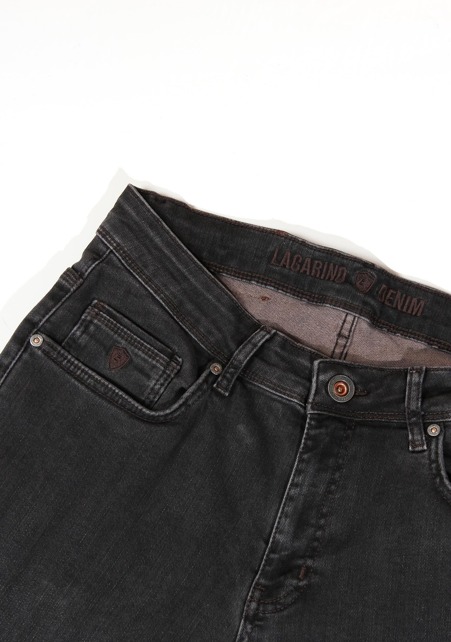 LACARINOErkek Yüksek Bel Yarım Boru Paça Black Brown Jean Pantolon