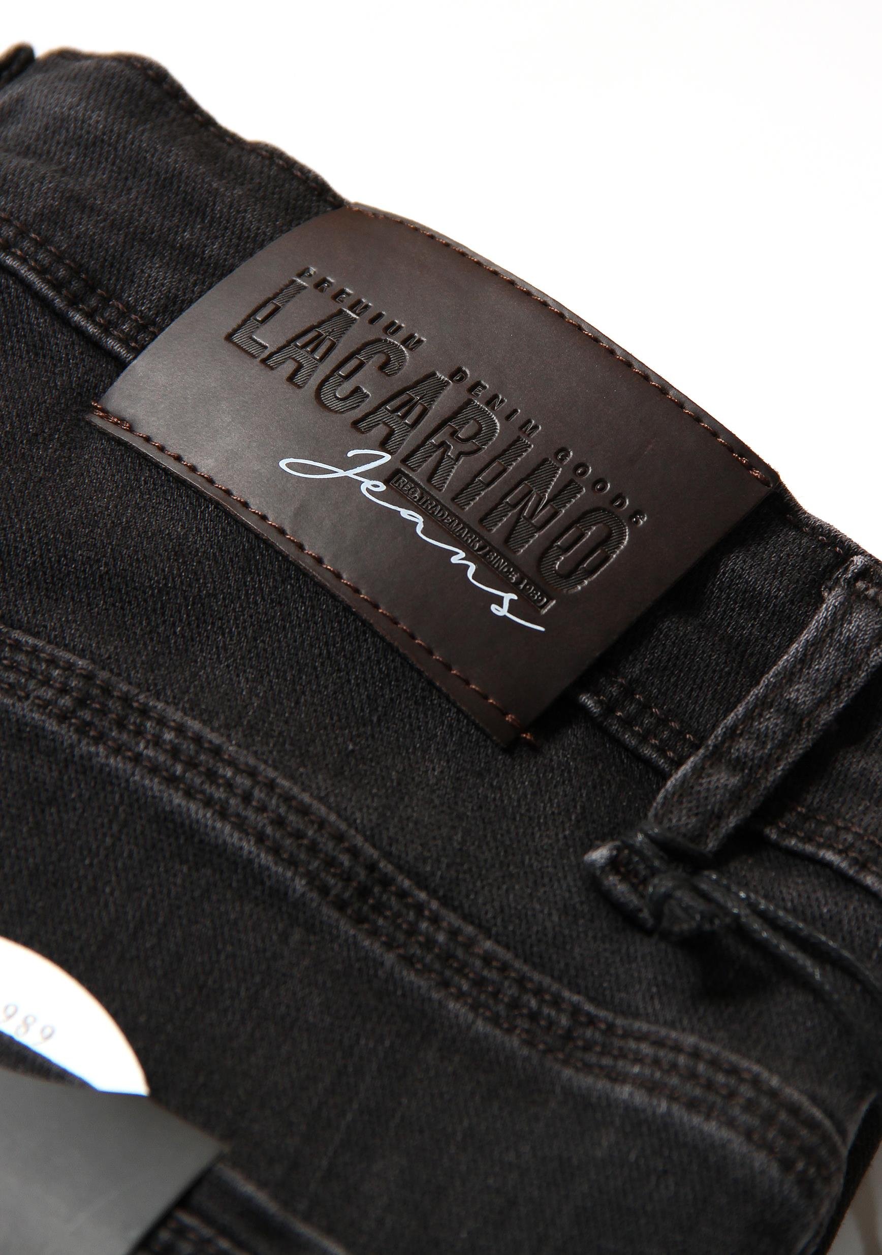 LACARINOErkek Yüksek Bel Yarım Boru Paça Black Brown Jean Pantolon