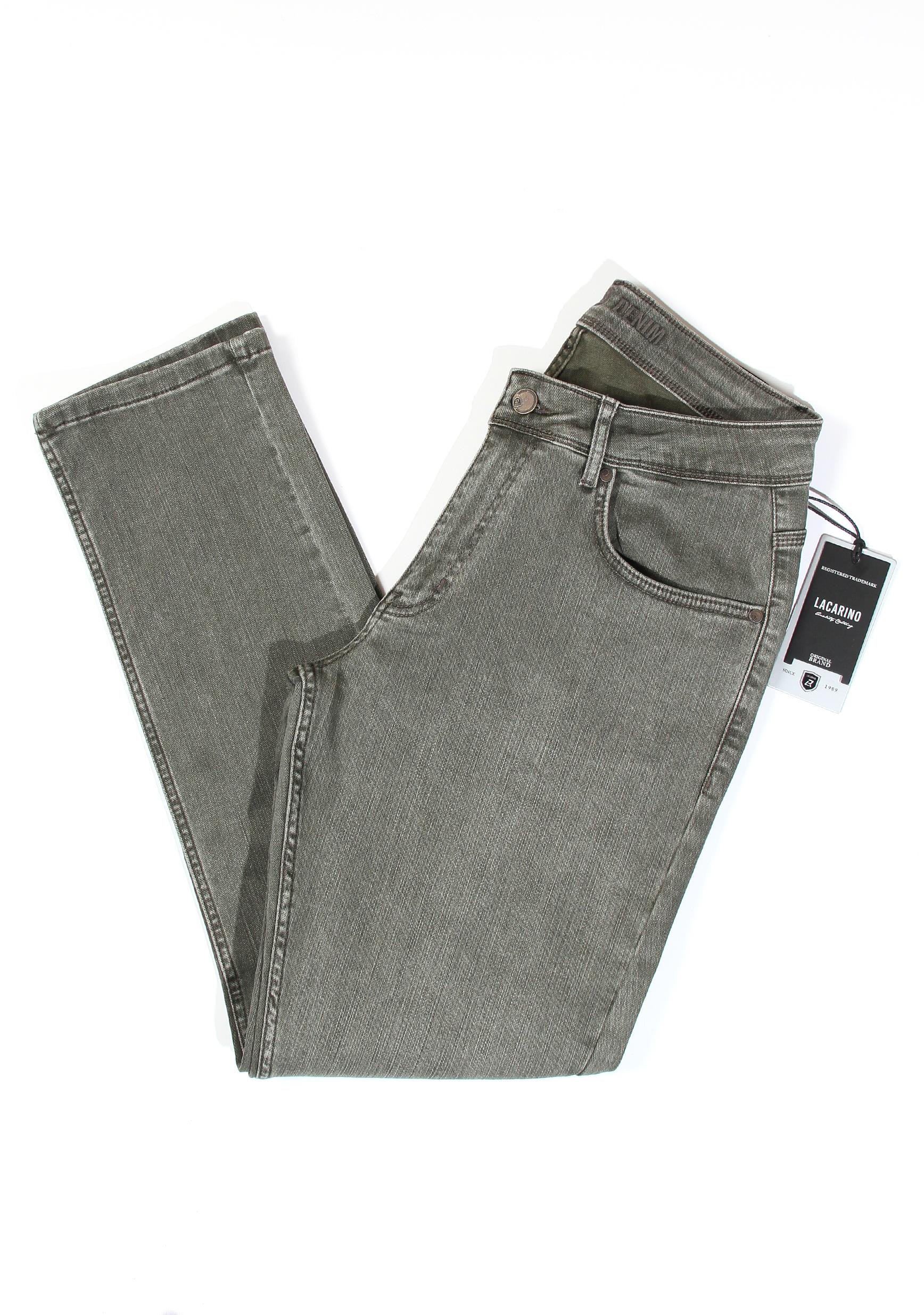 LACARINOErkek Yüksek Bel Yarım Boru Paça Haki Jean Pantolon