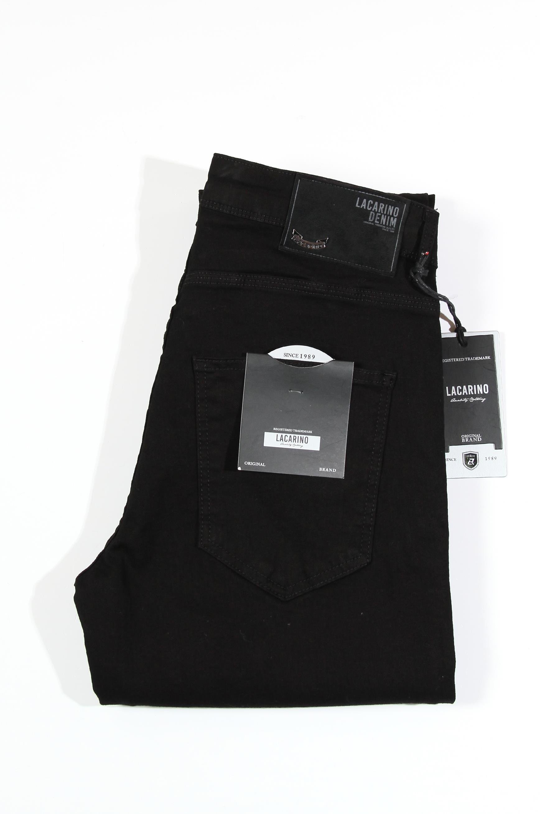 LACARINOErkek Yüksek Bel Dar Paça Black Jean Pantolon