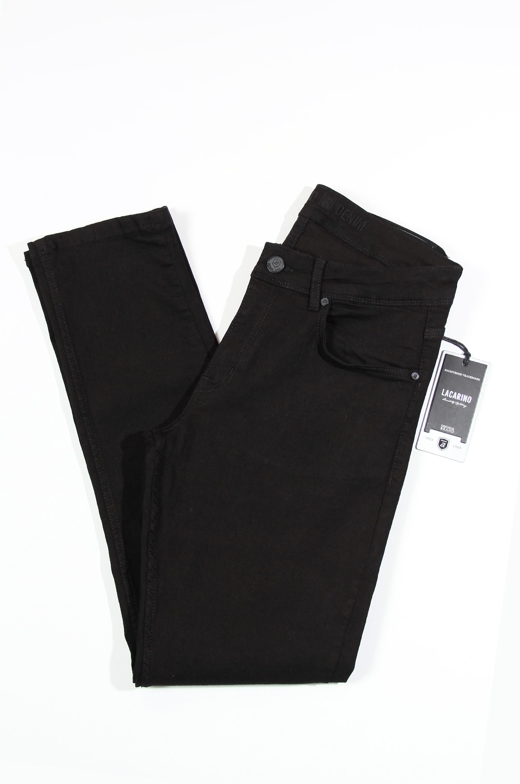 LACARINOErkek Yüksek Bel Dar Paça Black Jean Pantolon