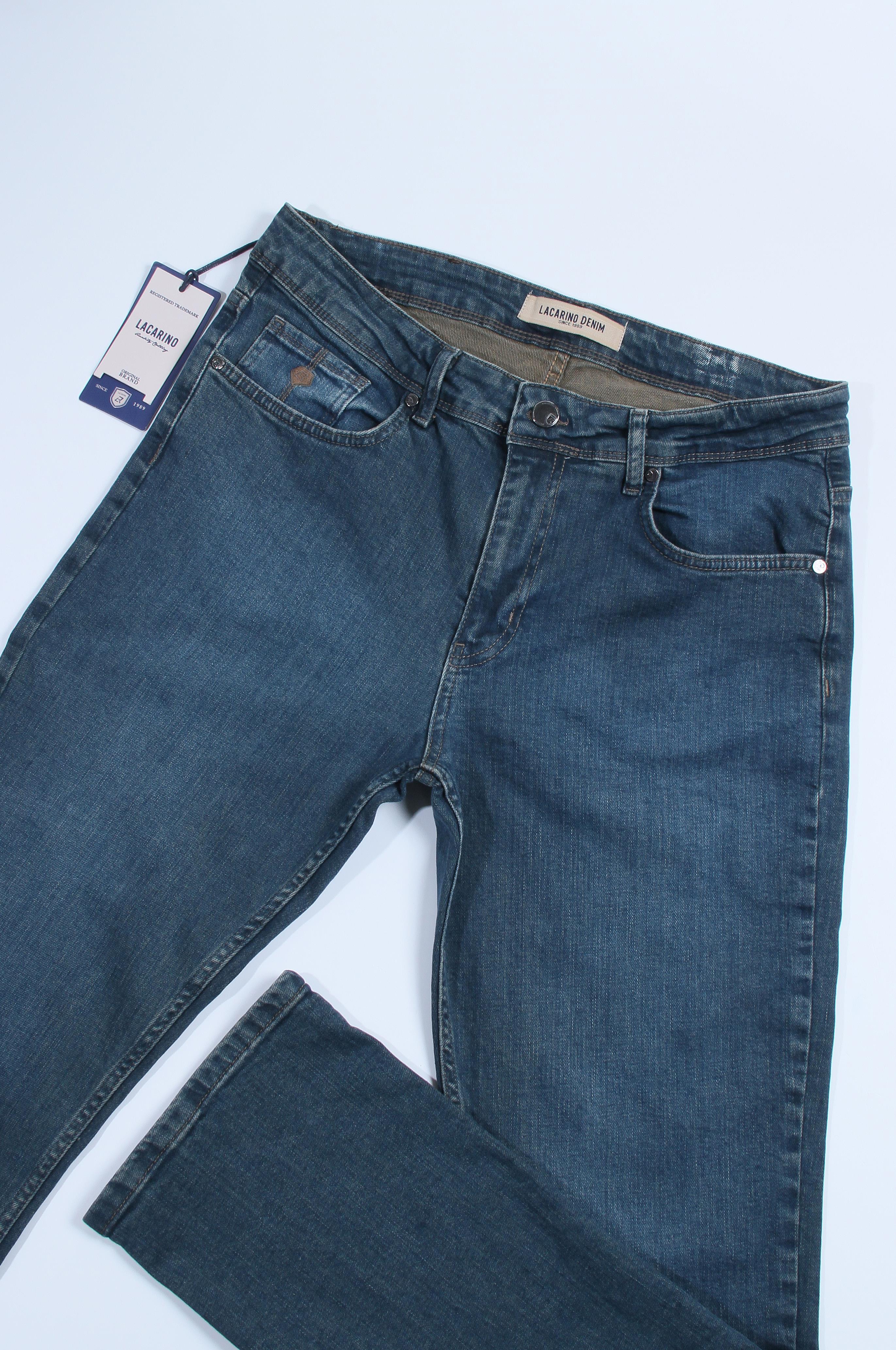 LACARINOErkek Bol Paça Matrix Kesim Od Green Jean Pantolon